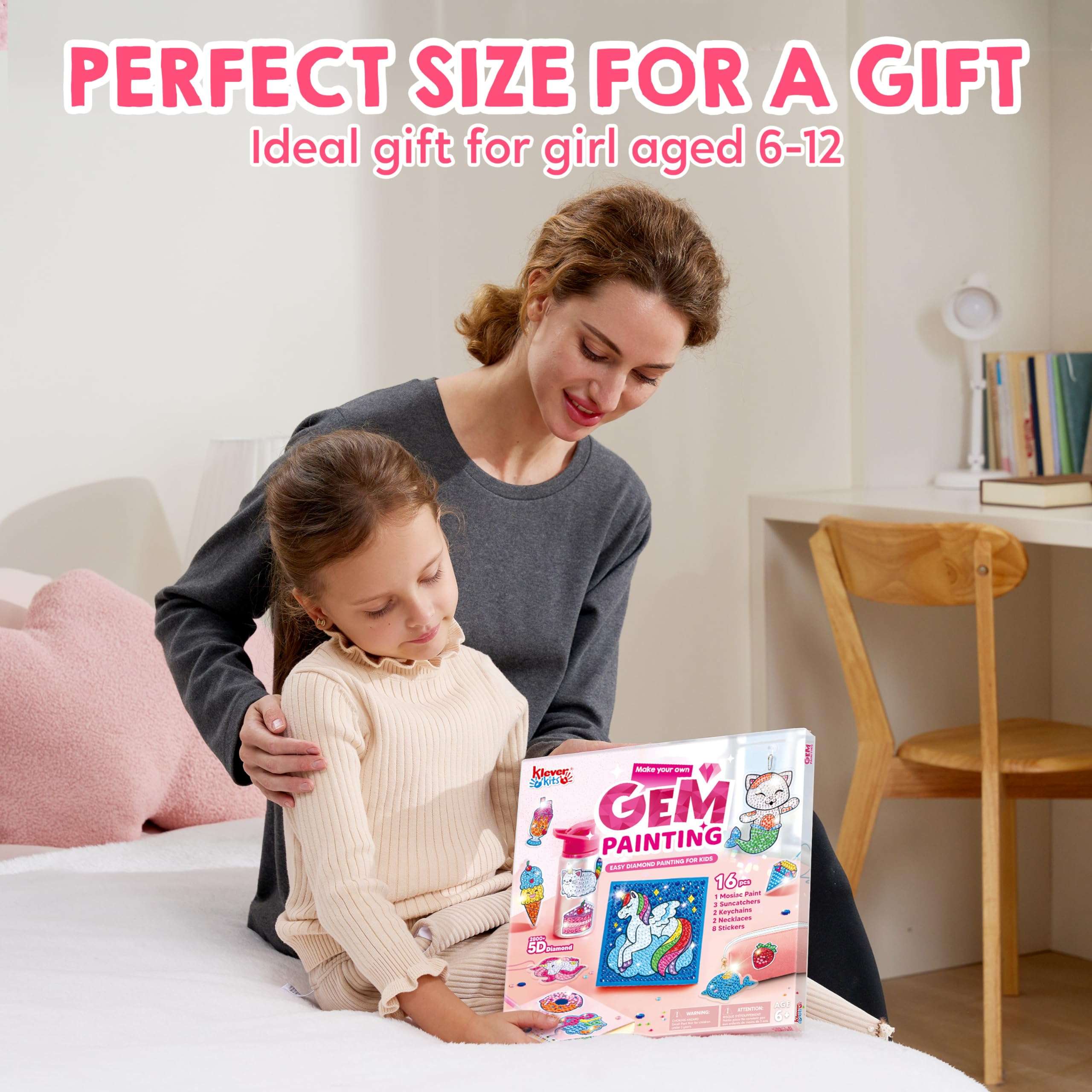 Klever Kits 16 Projects Gem Painting, Kids Diamond Gem Painting Kit with 5D Gem, Arts and Crafts for Girls Ages 6-12, Gem Craft Activities Kits, Premium Art Gift Ideas for Girls Ages 6, 7, 8+ - Image 6