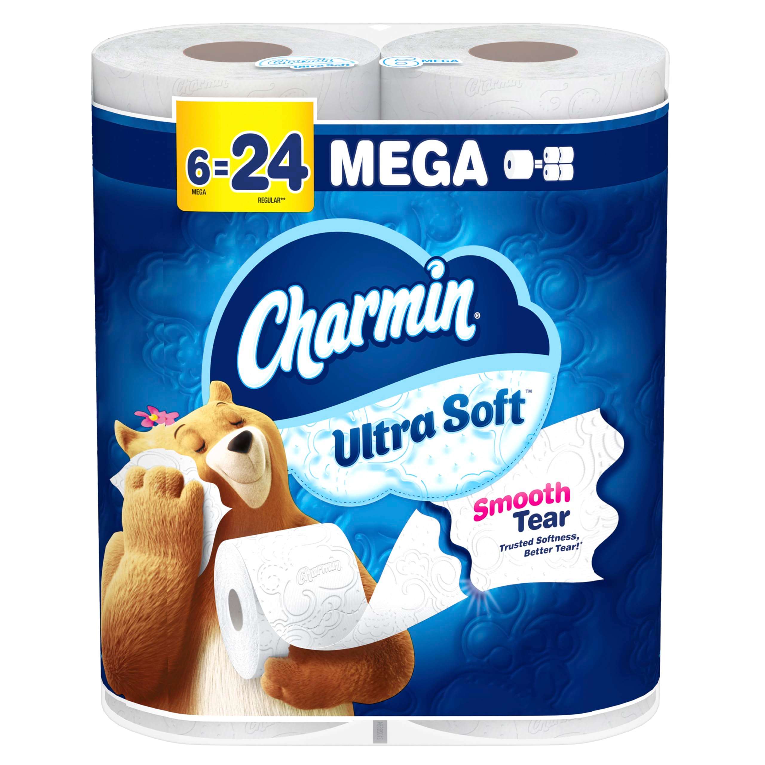 Charmin Ultra Soft Toilet Paper 6 Mega Rolls = 24 Regular Rolls - Image 1