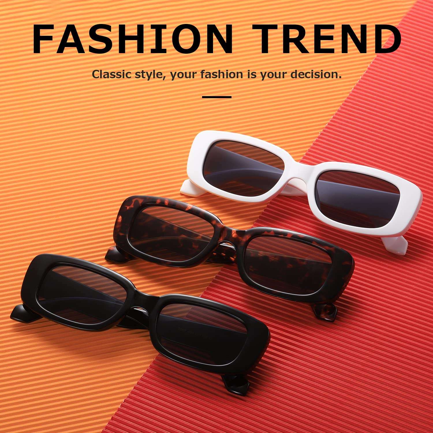 kimorn Rectangle Sunglasses for Women Men Trendy Retro Fashion Sun Glasses 90’s Vintage UV 400 Protection Square Frame K1200 - Image 8