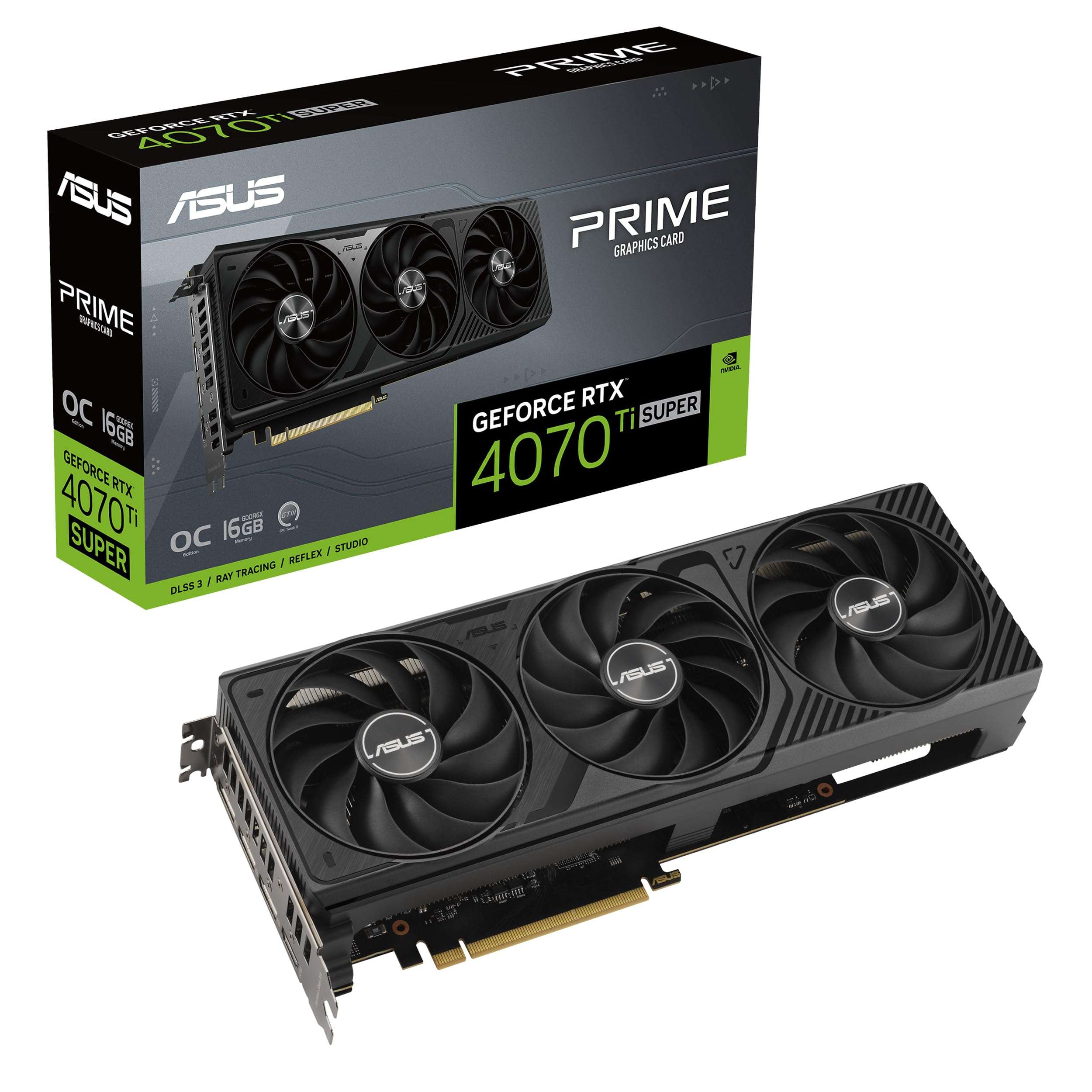 ASUS The SFF-Ready Prime GeForce RTX™ 4070 Ti Super OC Edition 16GB GDDR6X Graphics Card (PCIe® 4.0, 16GB GDDR6X, DLSS 3, HDMI 2.1a, DisplayPort™ 1.4a) - Image 1