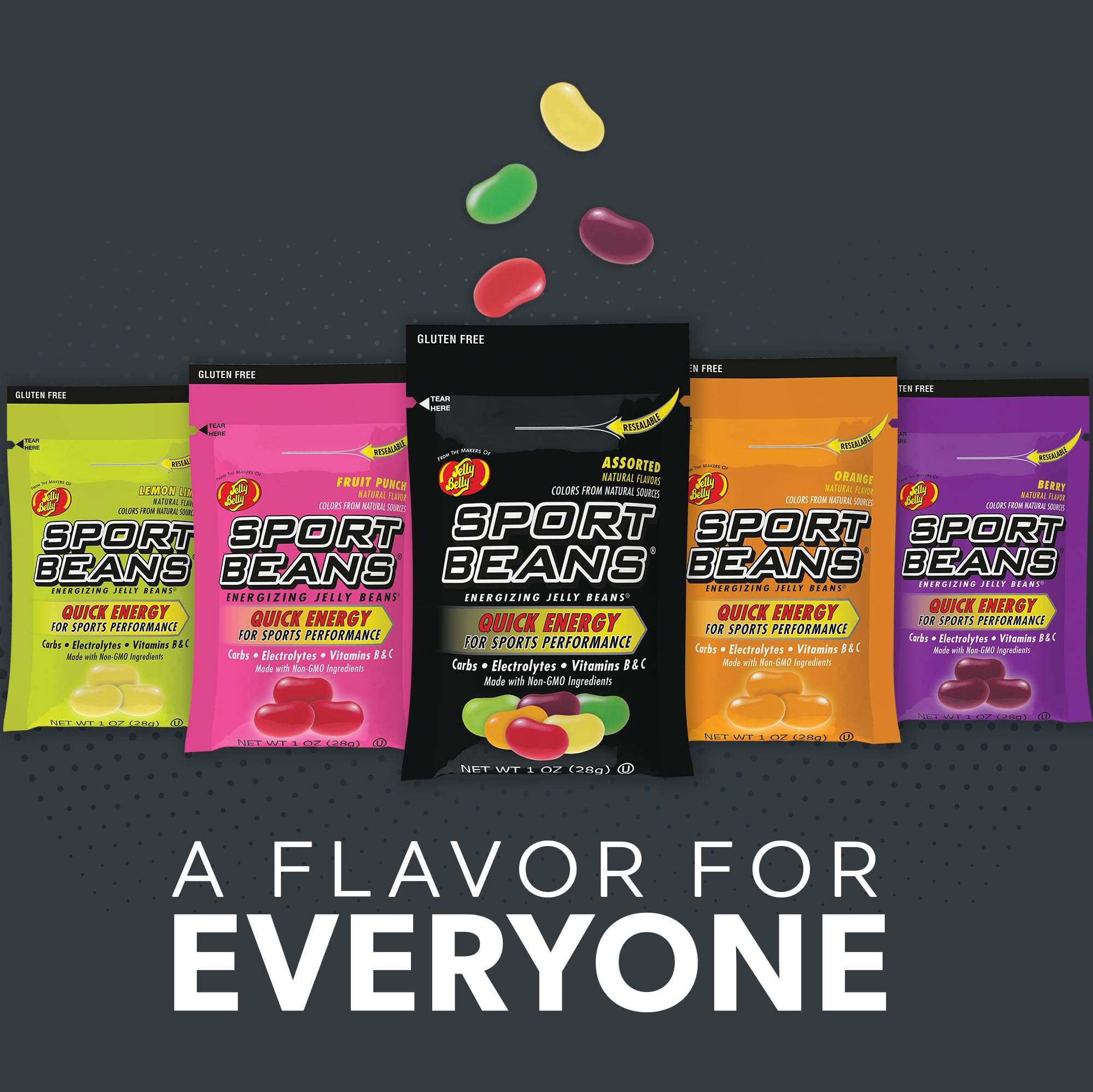 Extreme Sport Beans, Assorted Flavors with Caffeine, 1 Ounce Resealable Bag - 3 Naturally Fruity Flavors with Electrolytes and Vitamins - Kosher Jelly Belly Jelly Beans to Fuel Intense Exercise - Image 2