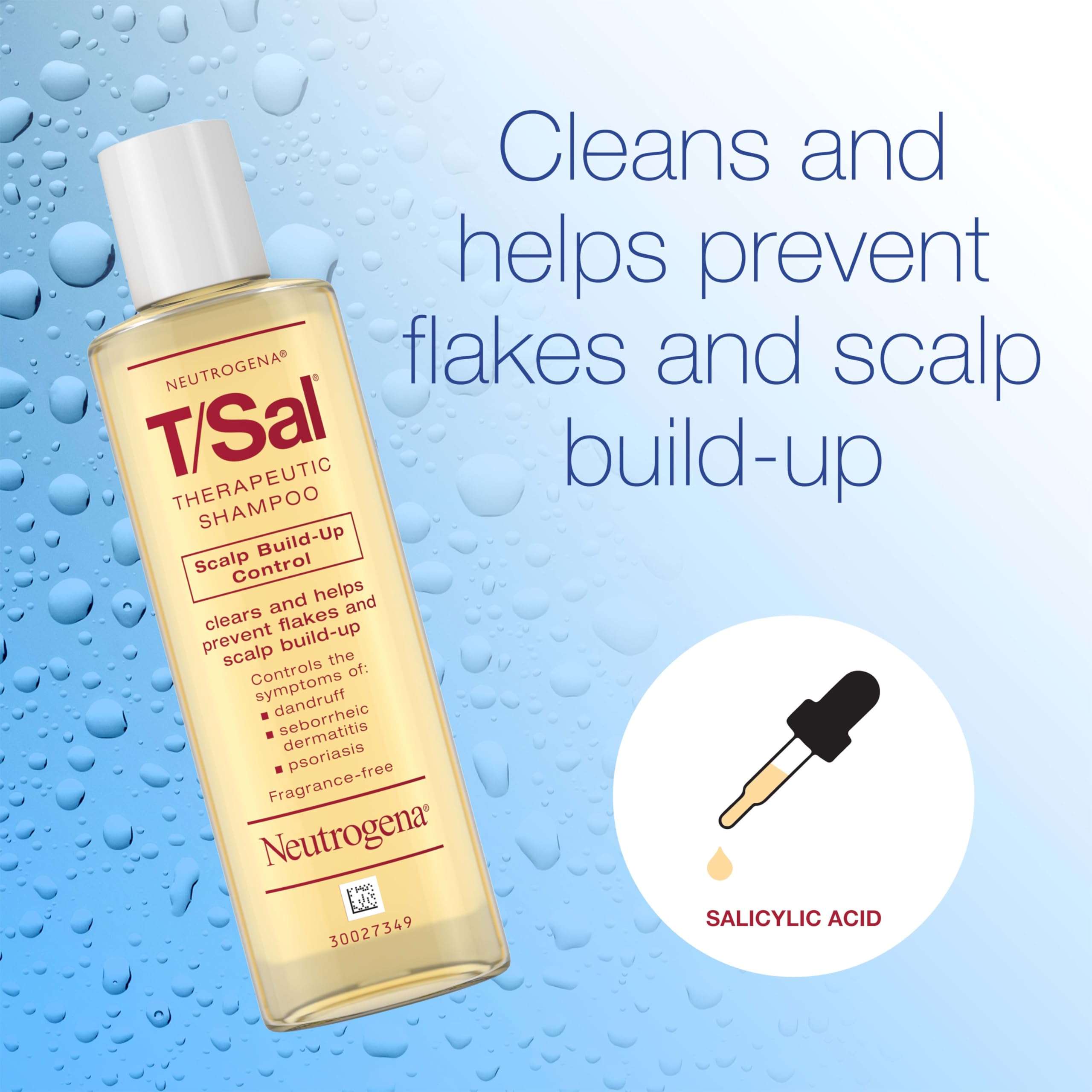 Neutrogena T/Sal Therapeutic Dandruff Shampoo, Scalp Build-Up Control, 3% Salicylic Acid, Scalp Psoriasis Treatment, Seborrheic Dermatitis Shampoo, Clears & Controls Flakes, Fragrance Free, 4.5 fl oz - Image 4
