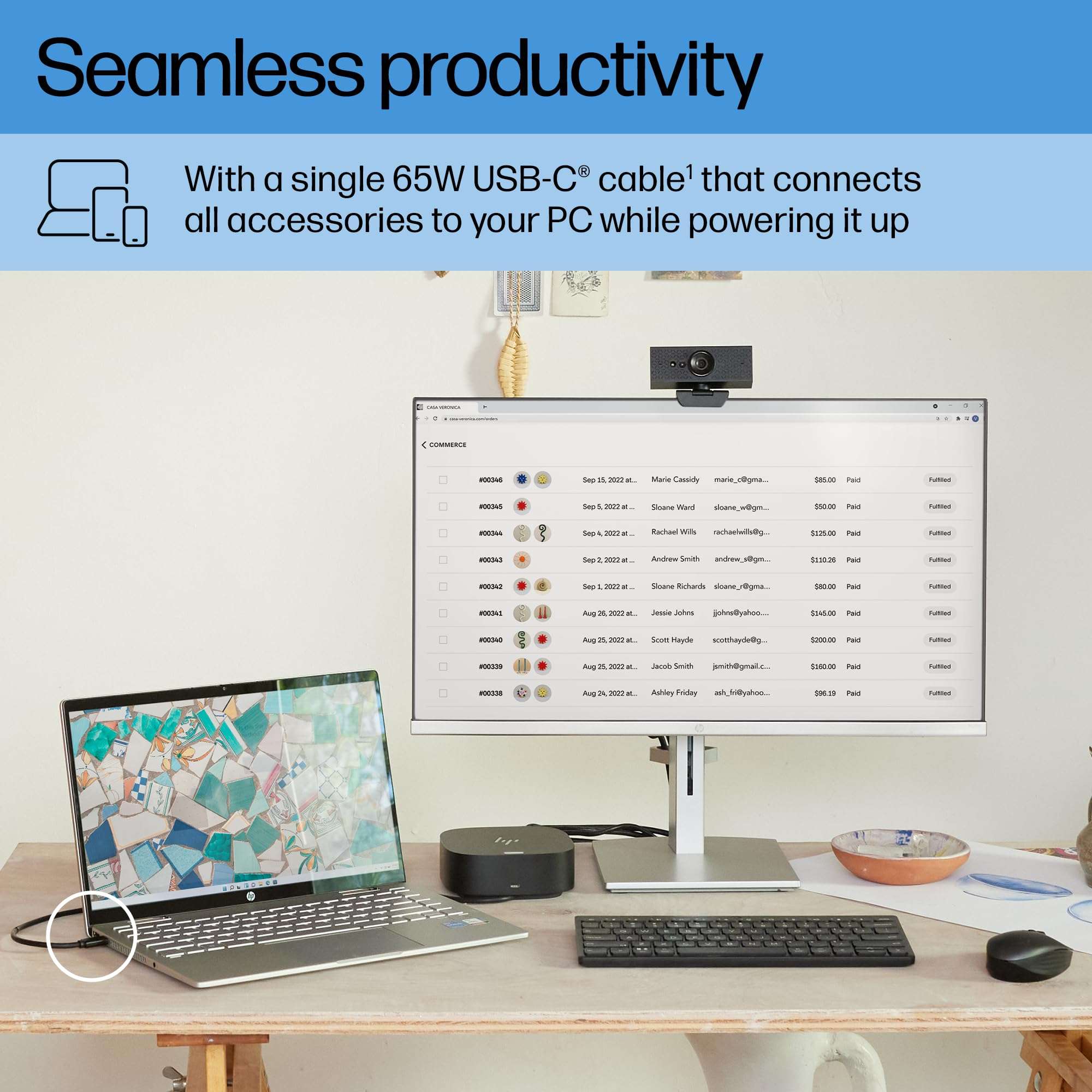 HP USB-C Dock G5-11-in-1 Adapter for Both USB-C and Thunderbolt-Enabled Laptops, PCs, & Notebooks - Single Cable for Charging, Networking, or Data Transfers - Great for Secure & Remote Management - Image 5