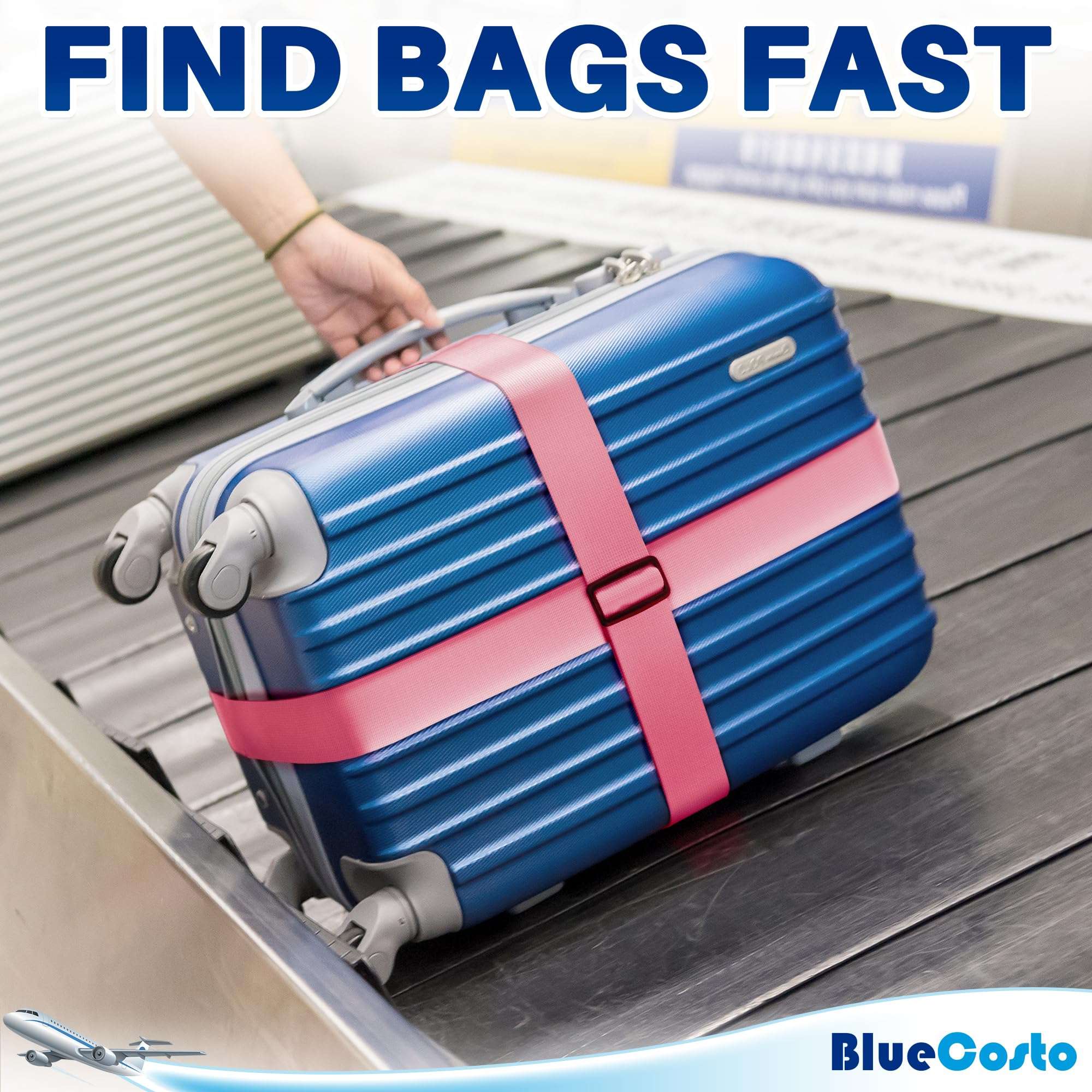 Luggage Straps for Suitcases - TSA Approved - Pink, 4 PK - Premium Nylon Belts for Suitcase, Briefcase & Travel Bag - Adjustable Strap Length 46" - 78" - Image 5