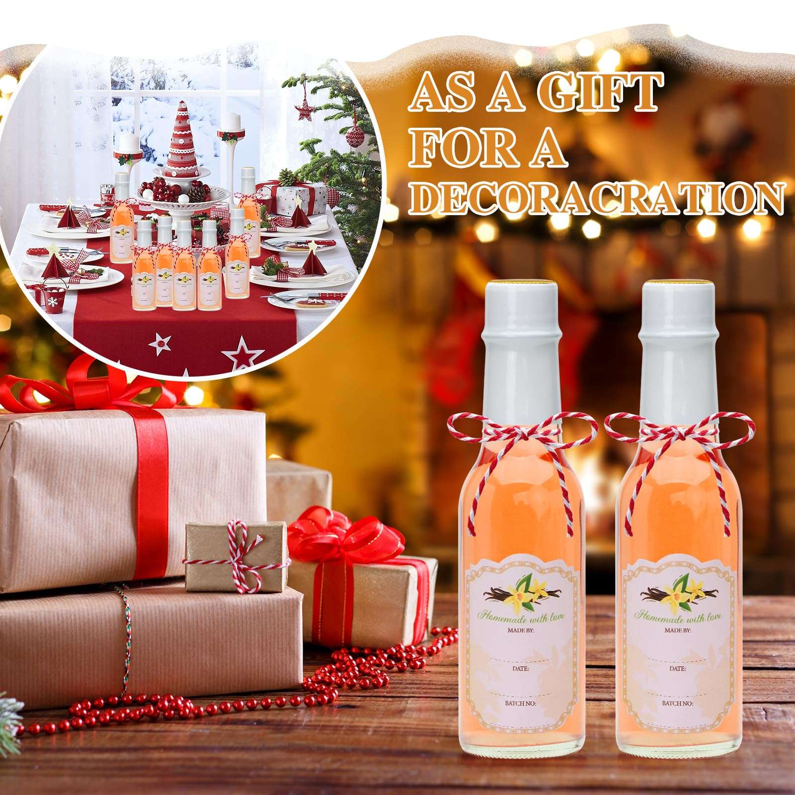 Hot Sauce Bottles 5 oz, Clear Woozy With Shrink Capsules, Small Wine Making With Lids for Bottling, Empty 5oz Glass Vanilla Extract With White Caps Set of 4 - Image 7