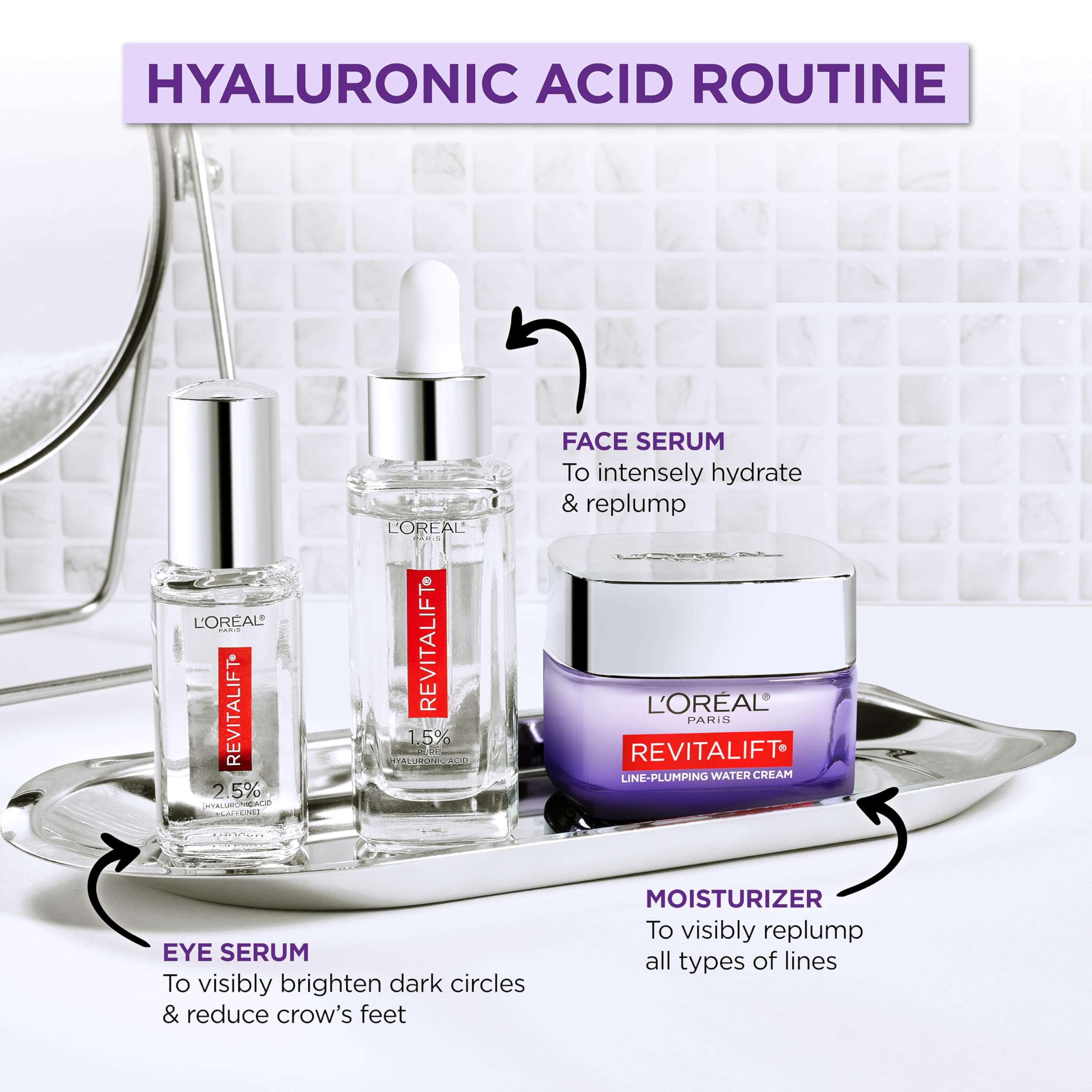 L'Oreal Paris Revitalift 1.5% Pure Hyaluronic Acid Serum for Face, Anti Aging Serum to Hydrate Skin & Reduce Wrinkles, Fragrance Free Skin Care for All Skin Types, 1 Oz - Image 7