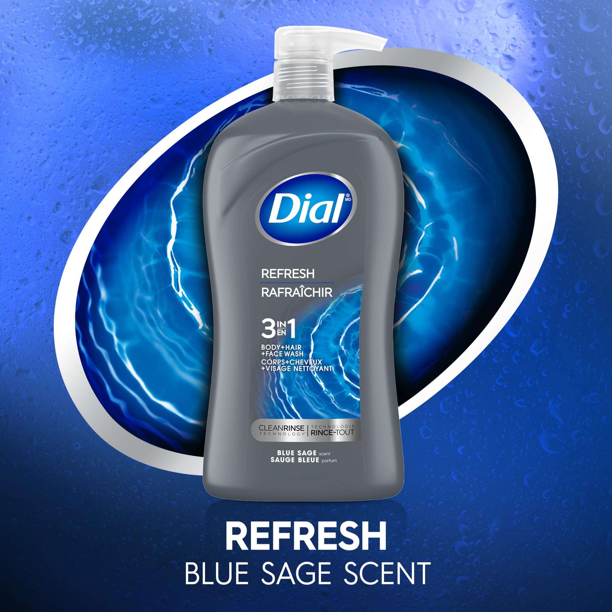 Dial Men 3in1 Body, Hair and Face Wash, Hydro Fresh, 32 fl oz - Image 8