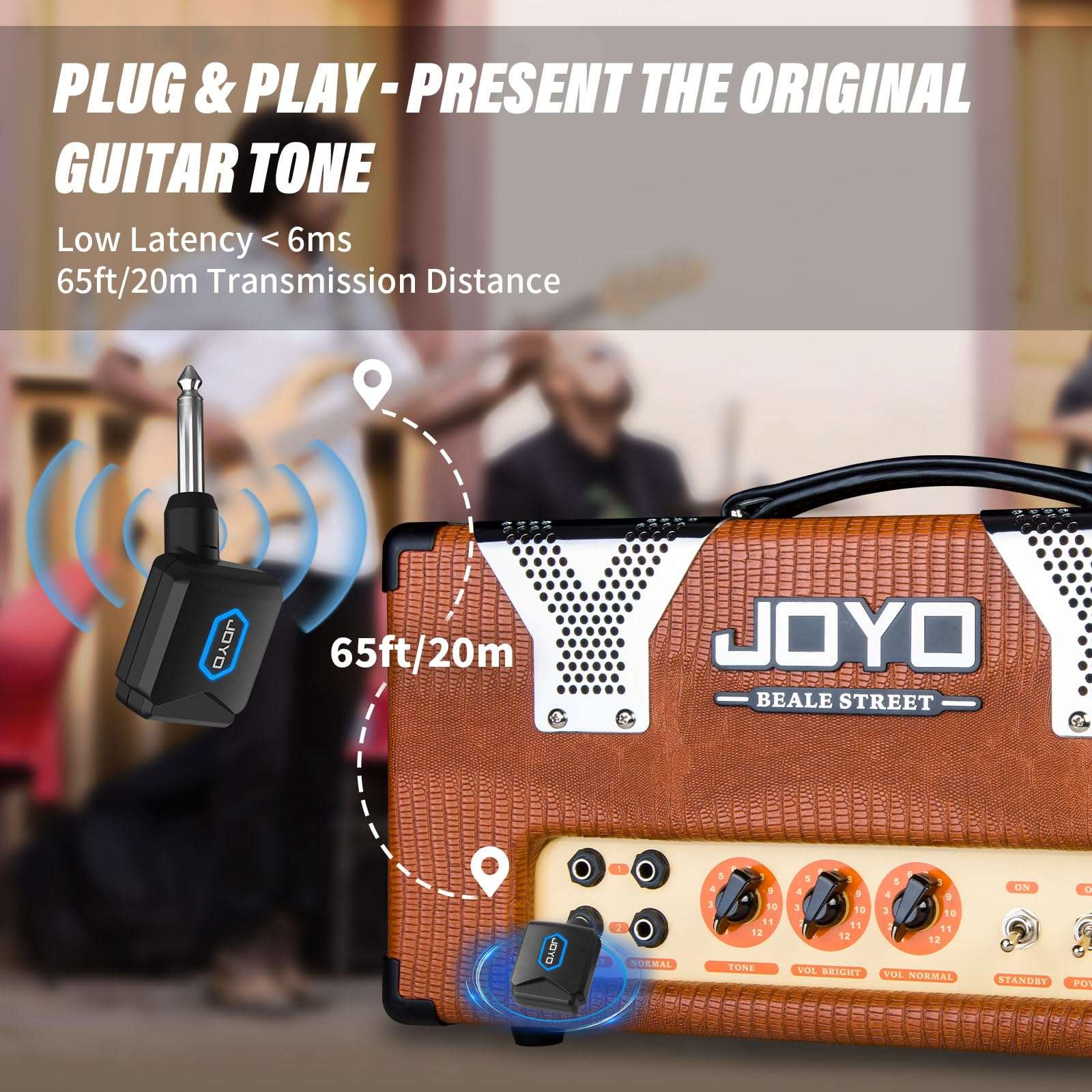 JOYO Wireless Guitar System 5.8GHz Wireless Guitar Transmitter Receiver with Charging Box 4 Signal Channel for Guitar Bass Electric Instruments (JW-06) - Image 6