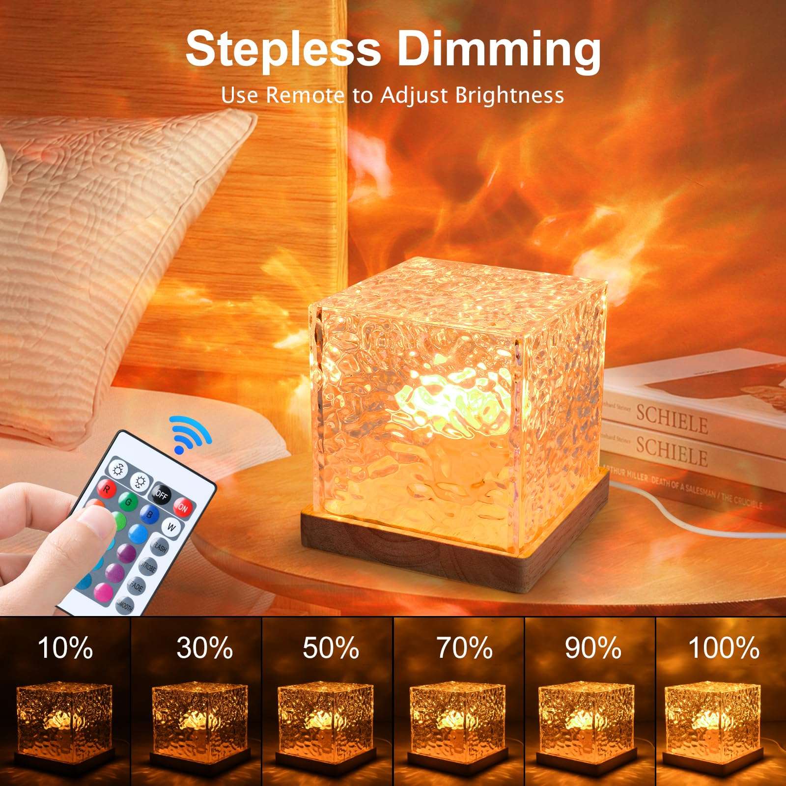 Aurora Glow Lamp,Ocean Wave Projector Light Ocean Lava Lamp Luminorthe Cube Northern Lights Cube with 16 Colors and Dynamic Ripple Effect for Living Room Bedroom Decor - 5.1inch - Image 5