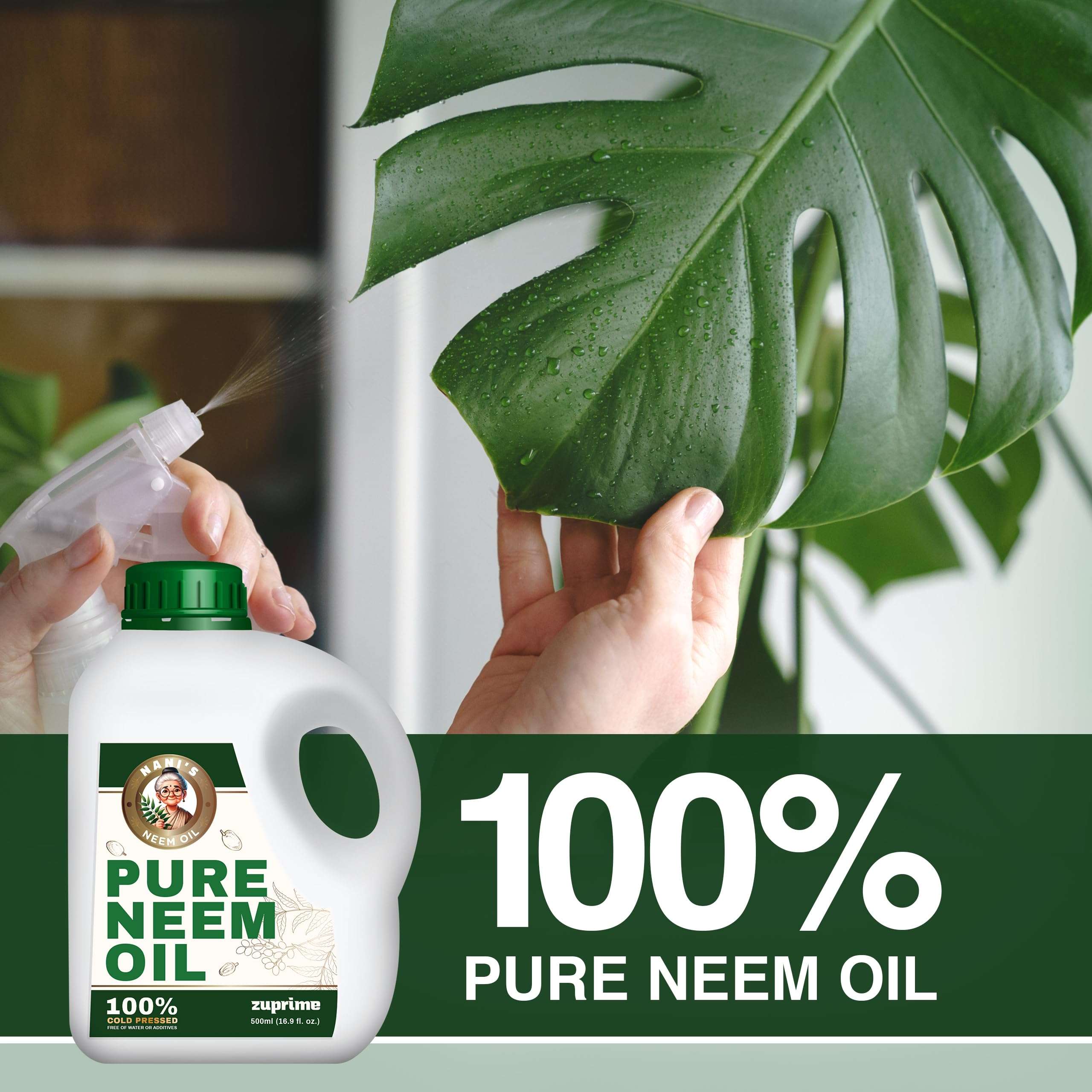 Nani's Pure Neem Oil for Plants Concentrate - Dilute for Use as Organic Neem Oil Spray for Plants, Outdoor & Indoor Use - 100% Cold Pressed - Horticultural Enhanced Plant Health & Shine Need (17 oz) - Image 2