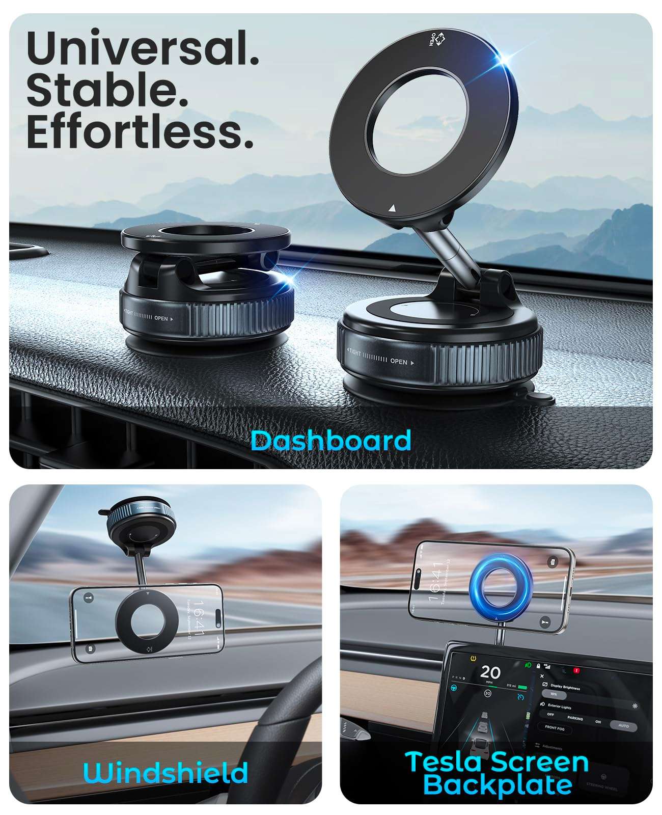 Jononser Magnetic Suction Cup Phone Mount for Magsafe, 360° Adjustable Magnetic Car Phone Holder, Pocket Size Foldable Car Mount, Cell Phone Holders for Your Car for iPhone 17 16 15 14 13 12 Series - Image 2