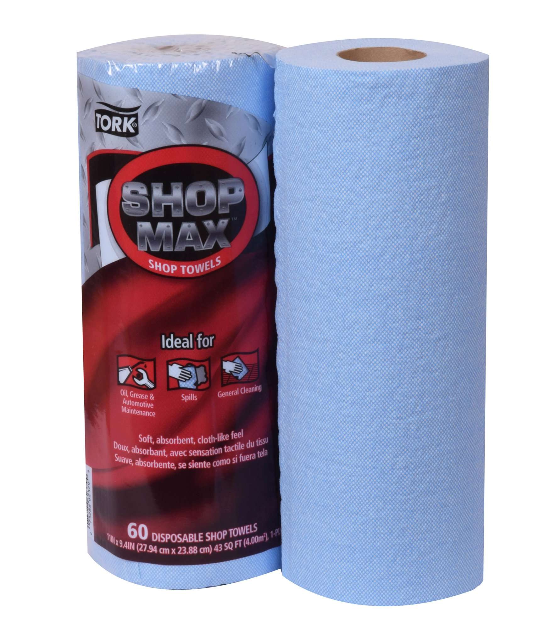 Tork ShopMax Heavy Duty Paper Shop Towel Blue, High Absorbency, 30 rolls x 60 Sheets, 450360 - Image 4