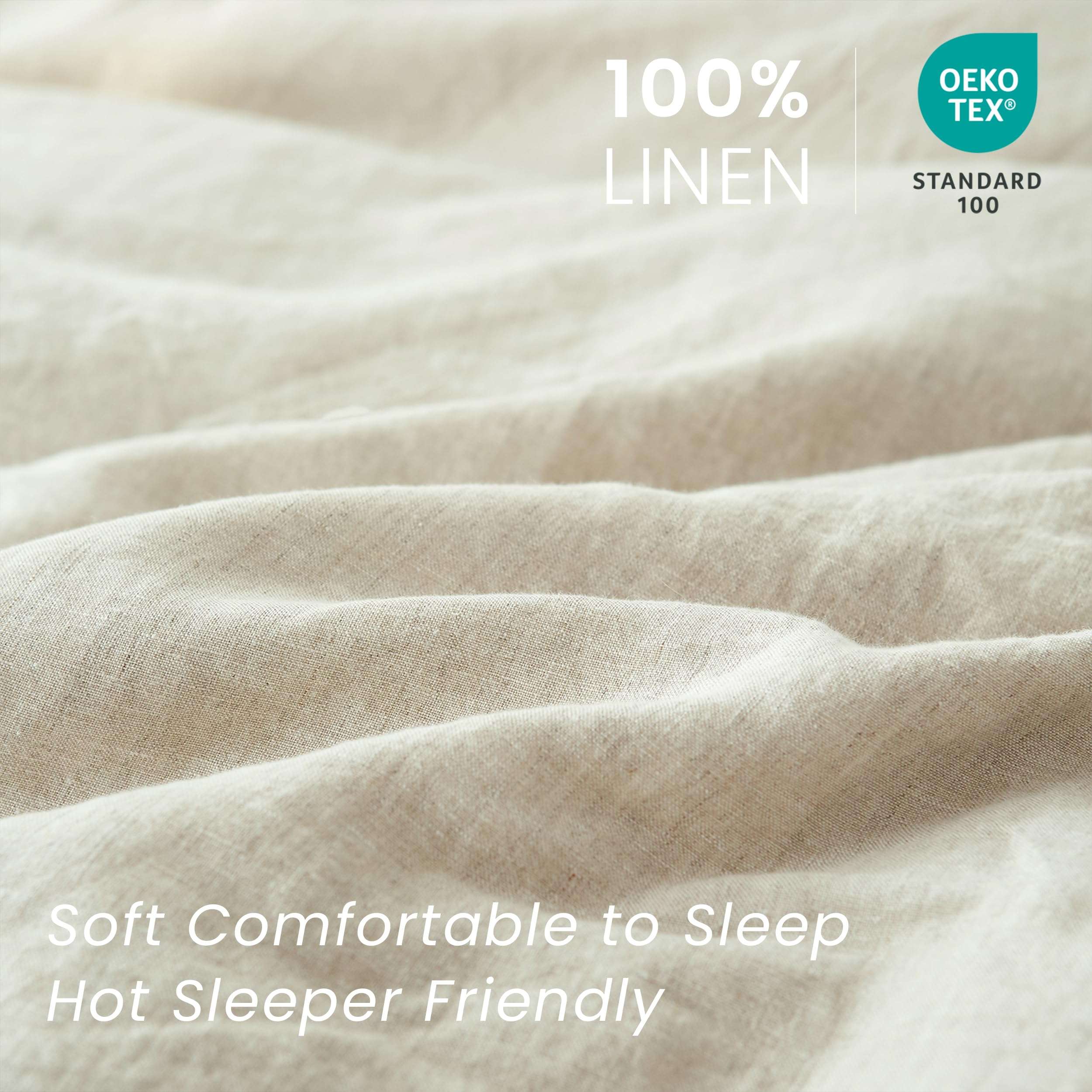 King Linens 100% French Linen Pillow Shams Basic Style - Pack of 2 - Washed Solid Color Natural Flax Soft Breathable - Linen, 20'' x 26'' - Image 2