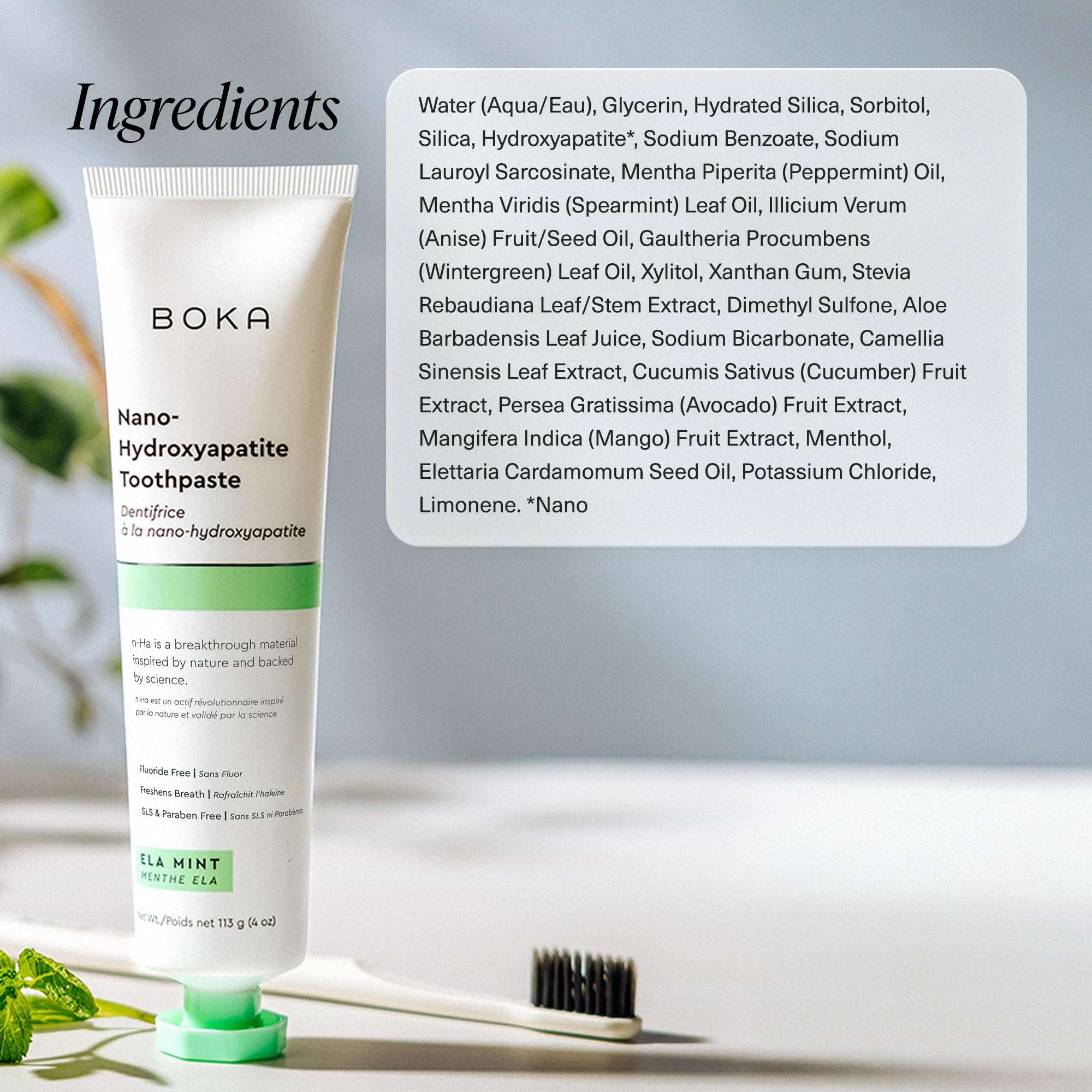 Boka Fluoride Free Toothpaste, Nano Hydroxyapatite Toothpaste, Appropriate for Sensitive Teeth - for Adult, Kids Oral Care - Ela Mint Flavor, 4 Fl Oz 1Pk US Manufactured - Image 6