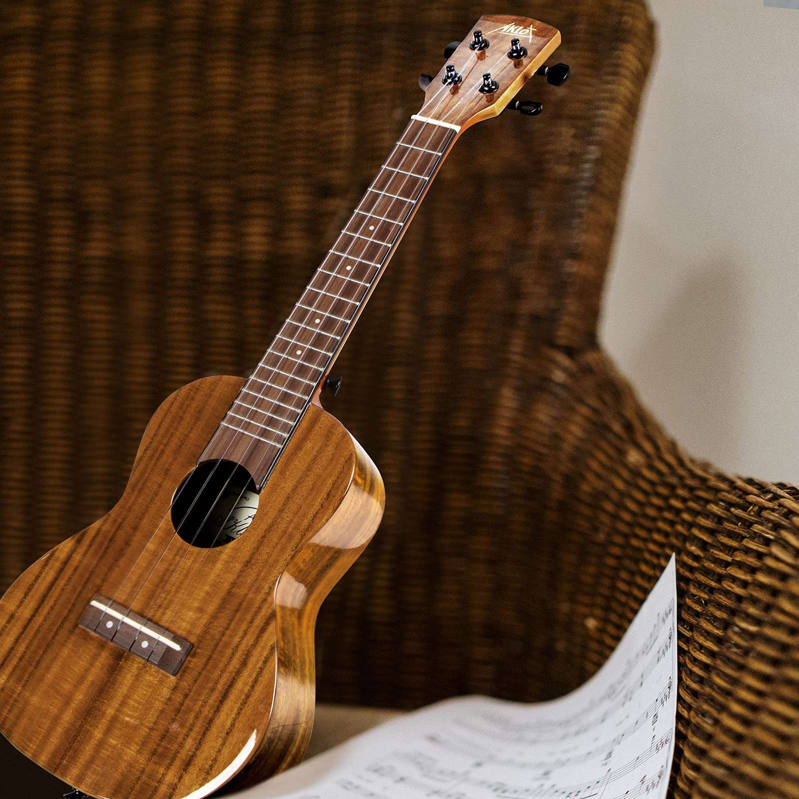 AKLOT All Solid Acacia Ukulele, 23 Inch Concert Ukelele Super Warm tone for Professional Beginners Adults Kit with Free Online Courses,Gig Bag,Strap,Tuner,Picks,Book Instruction,Humidifier,Clean Cloth - Image 8