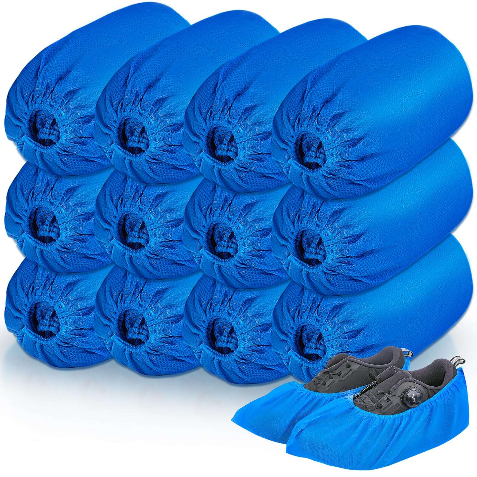 120 Pack(60 Pairs) Shoe Covers Disposable, Non-woven Fabric Shoes Covers for Indoor, Blue Durable & Reusable Disposable Boot & Shoe Covers, Larger Size Fits Various Shoes - Image 1