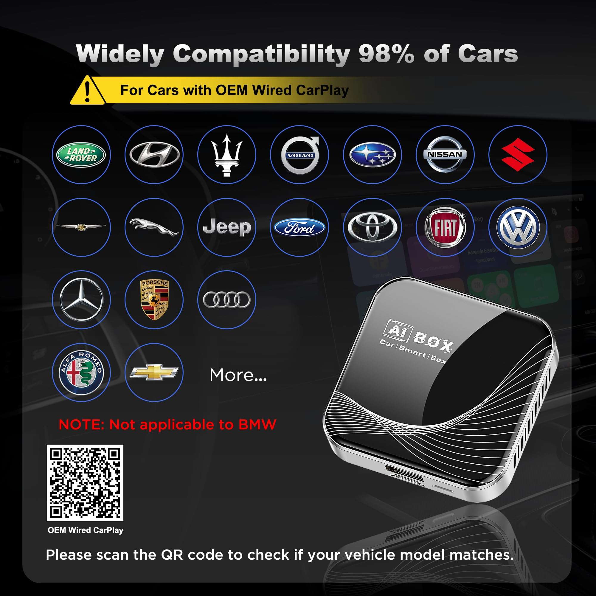 TERUNSOUl 3-in-1 Wireless CarPlay Adapter & Android Auto Wireless Adapter, Plug & Play, Easy Setup, Supports Netflix, YouTube, TF Card, and More for Cars with OEM Wired CarPlay/Android Auto - Image 5