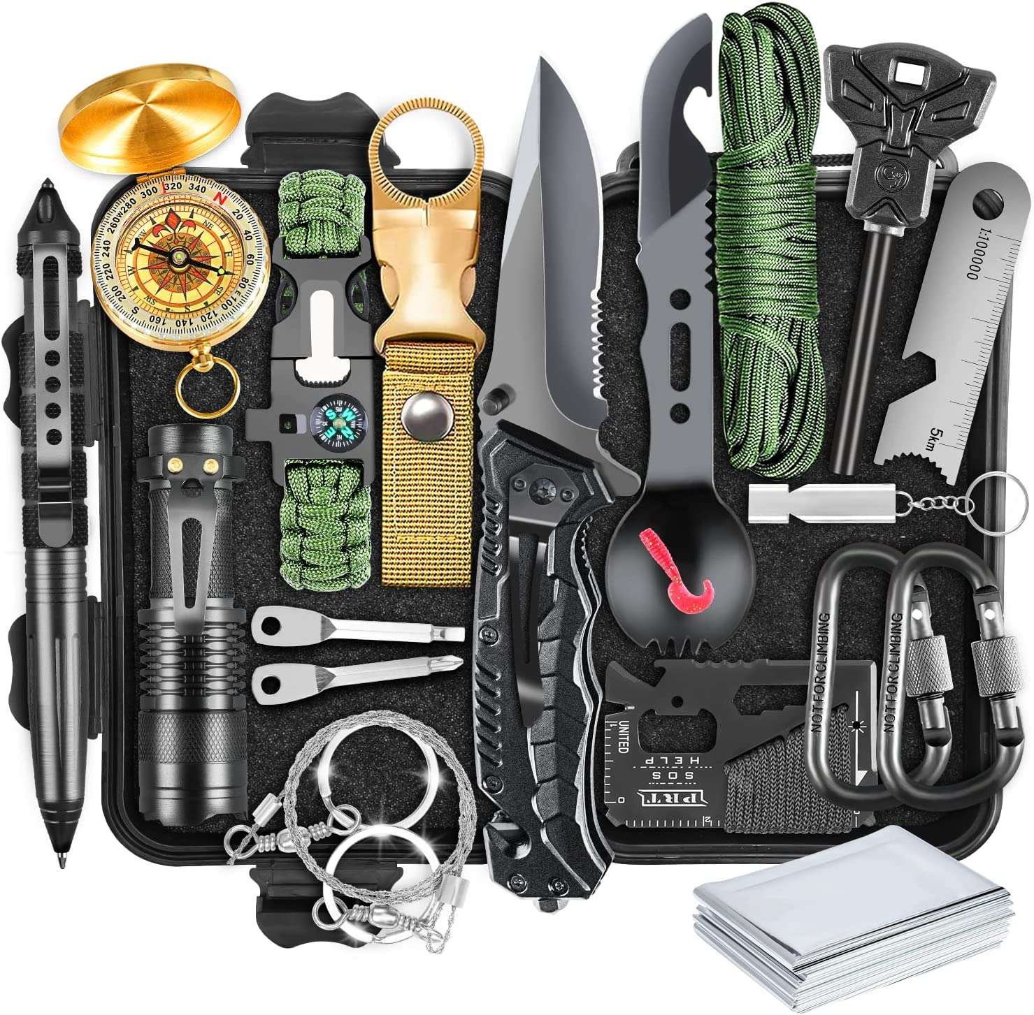 Survival Kit, Gifts for Men Dad Husband, Emergency Survival Gear and Equipment 19 in 1, Fishing Hunting Birthday for Men, Camping Accessories, Cool Gadget, Camping Essentials - Image 1