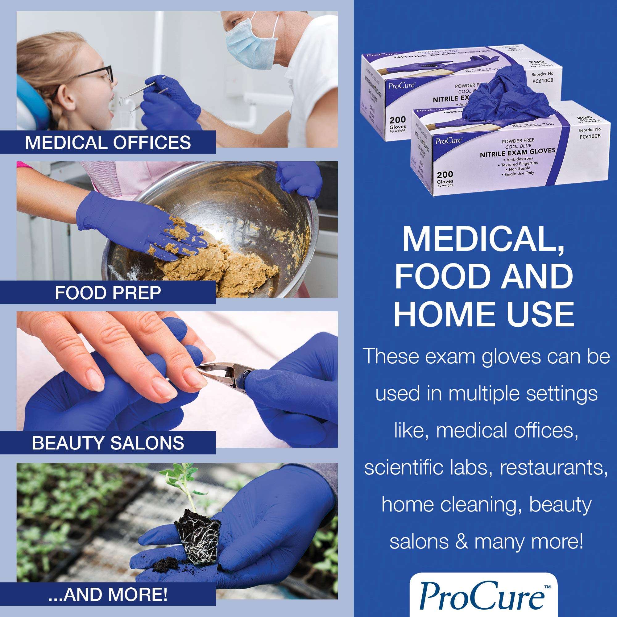 ProCure [200 Count] Disposable Nitrile Gloves - Latex Free, Powder Free Medical Exam Gloves - Image 4