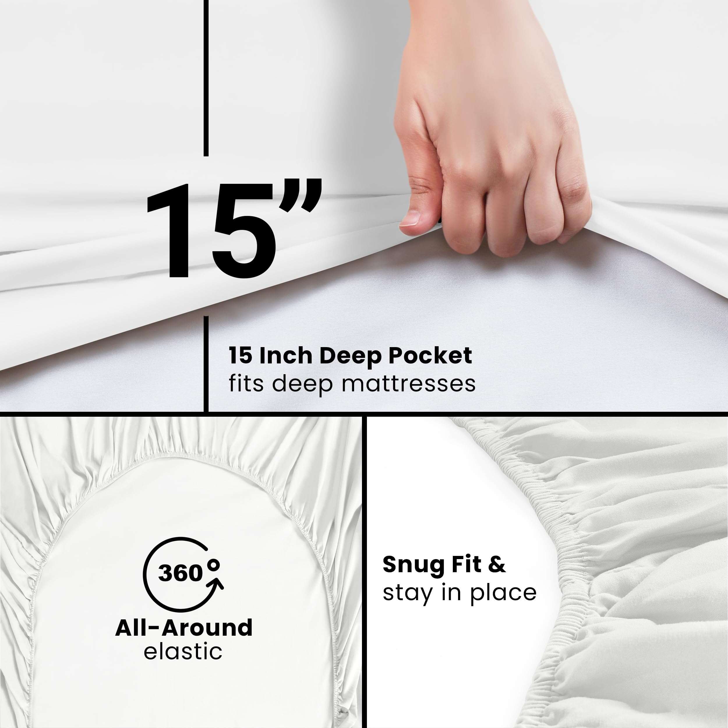 Utopia Bedding Queen Fitted Sheet - Bottom Sheet - Deep Pocket - Soft Microfiber - Shrinkage and Fade Resistant - Easy Care -1 Fitted Sheet Only (White) - Image 3