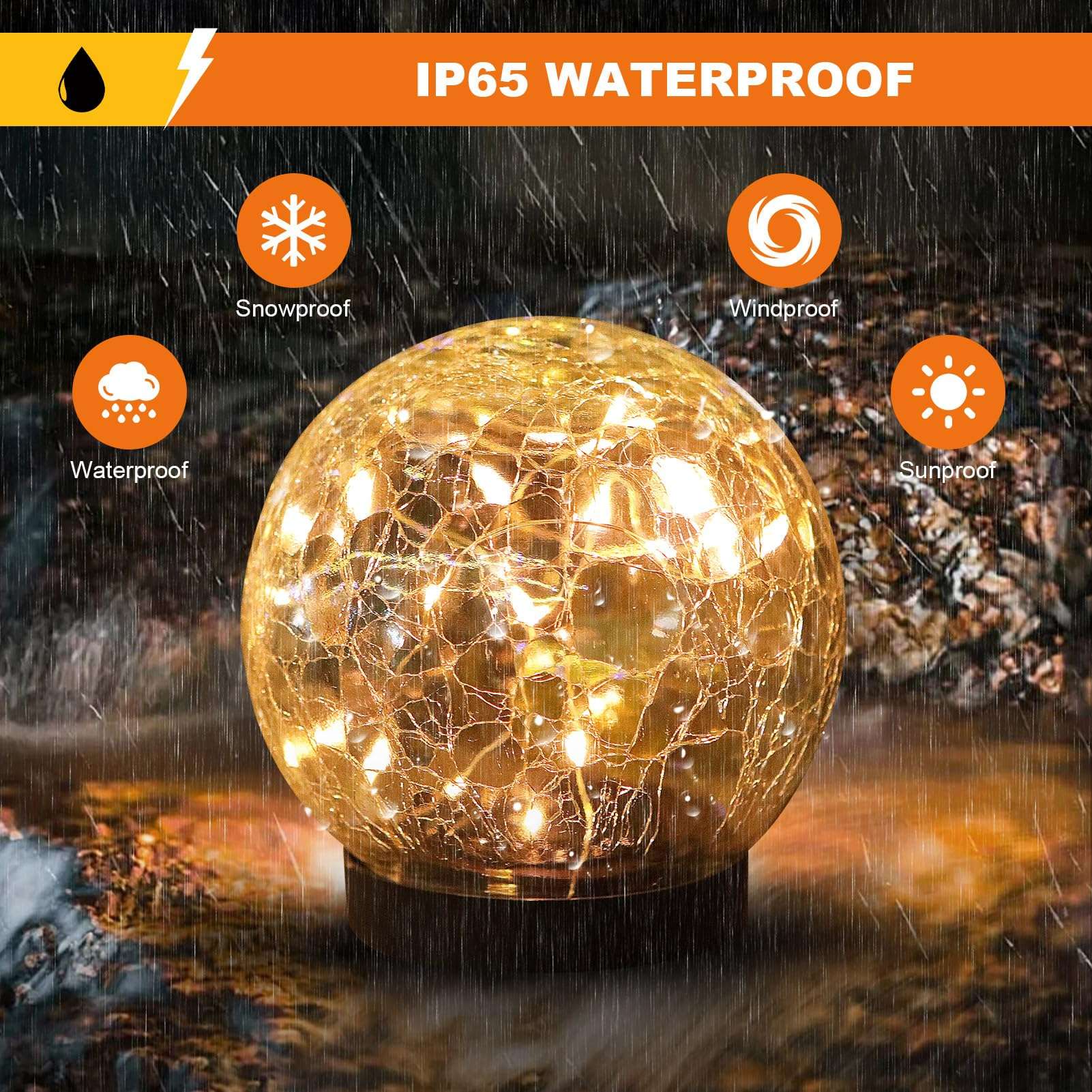 MLKNK Solar Globe Lights Outdoor Waterproof-Solar Balls-Solar Garden Lights-Orbs for Outside 4 Pack Cracked Glass Ball for Lawn Patio Yard Backyard Decorations - Image 2