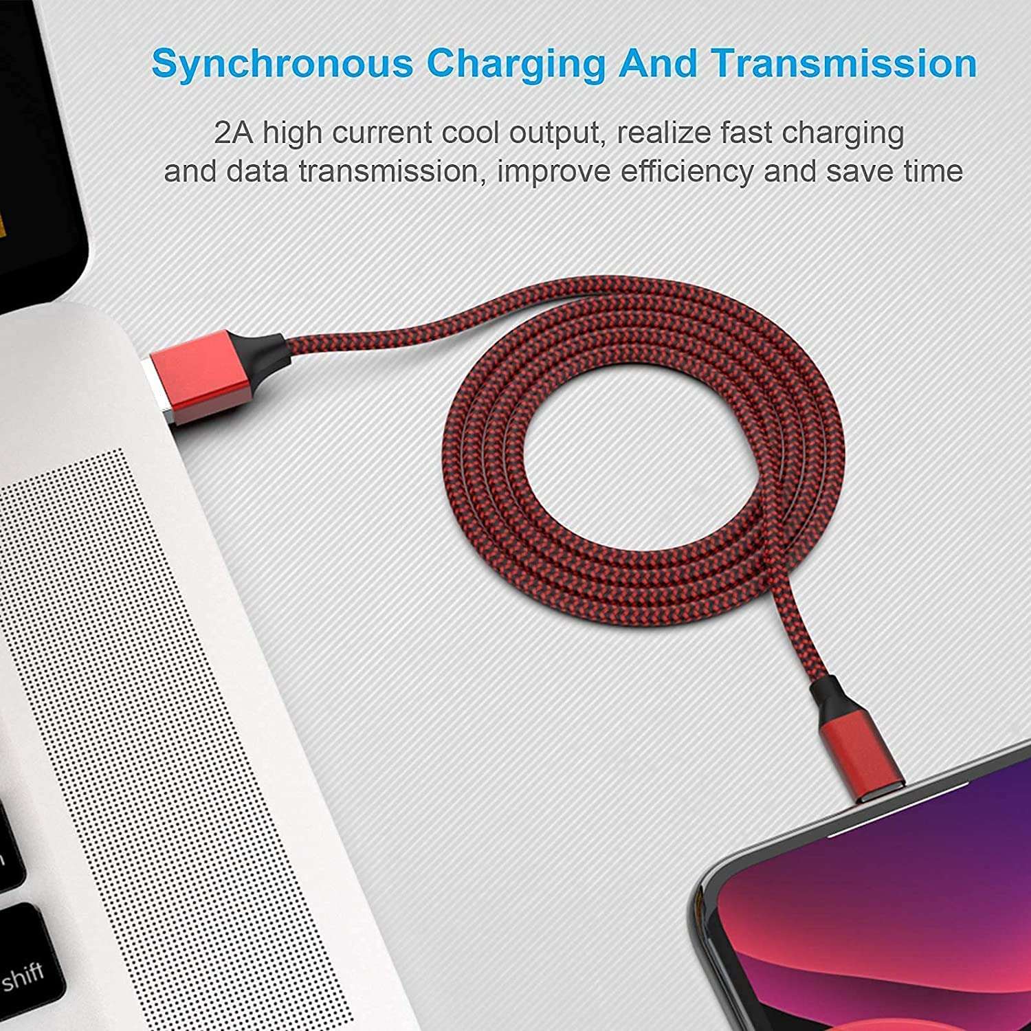 [Apple MFi Certified] 6Pack 3/3/6/6/6/10 FT iPhone Charger Nylon Braided Fast Charging Lightning Cable Compatible iPhone 14 Pro/13 mini/13/12/11 Pro MAX/XR/XS/8/7/Plus/6S/SE/iPad - Image 4