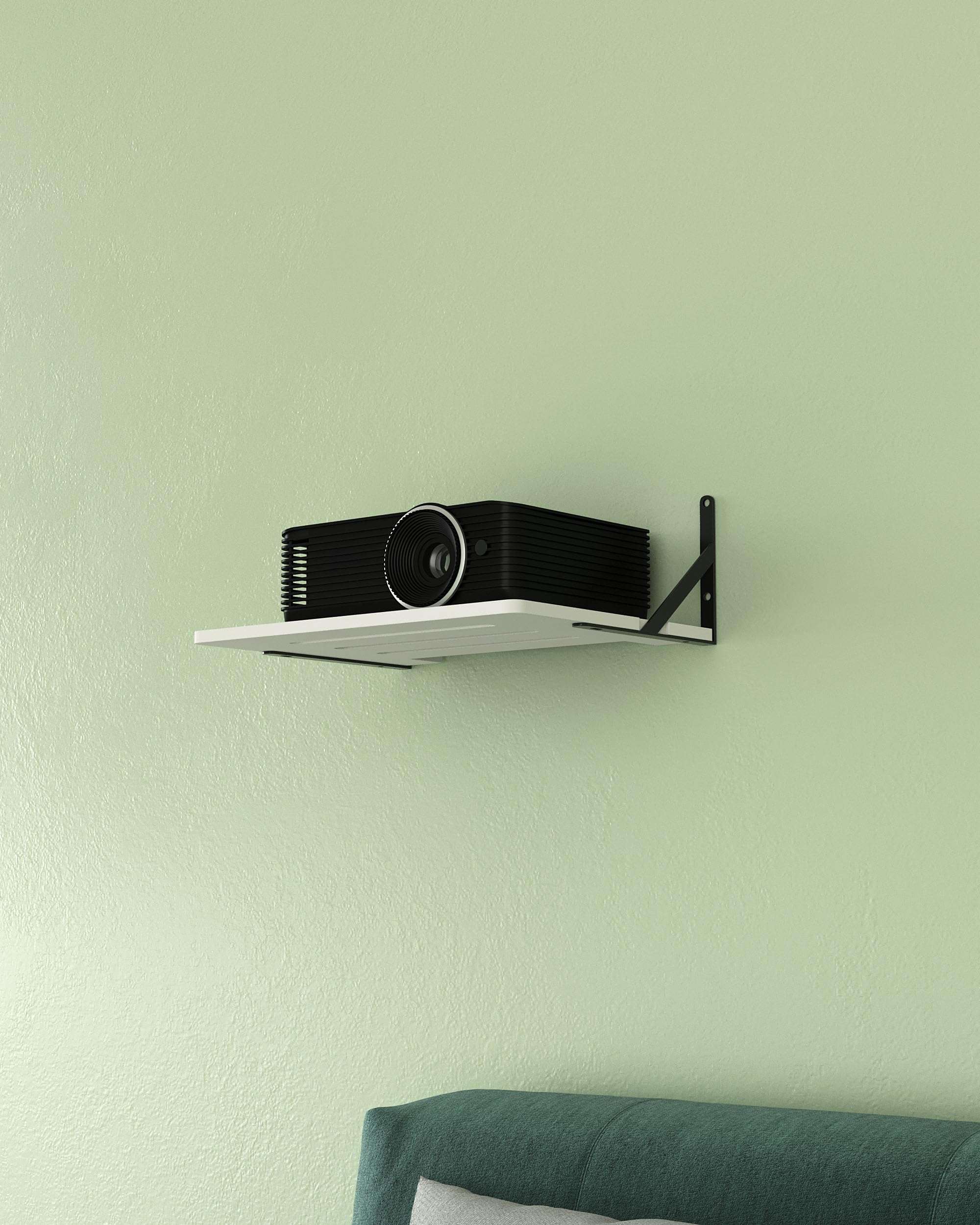 AREAJD Black White Small Mini Projector Shelf for Wall, Cable Box/Router Shelf,Floating Projector Mount, Holder Stand Accessories - Image 7