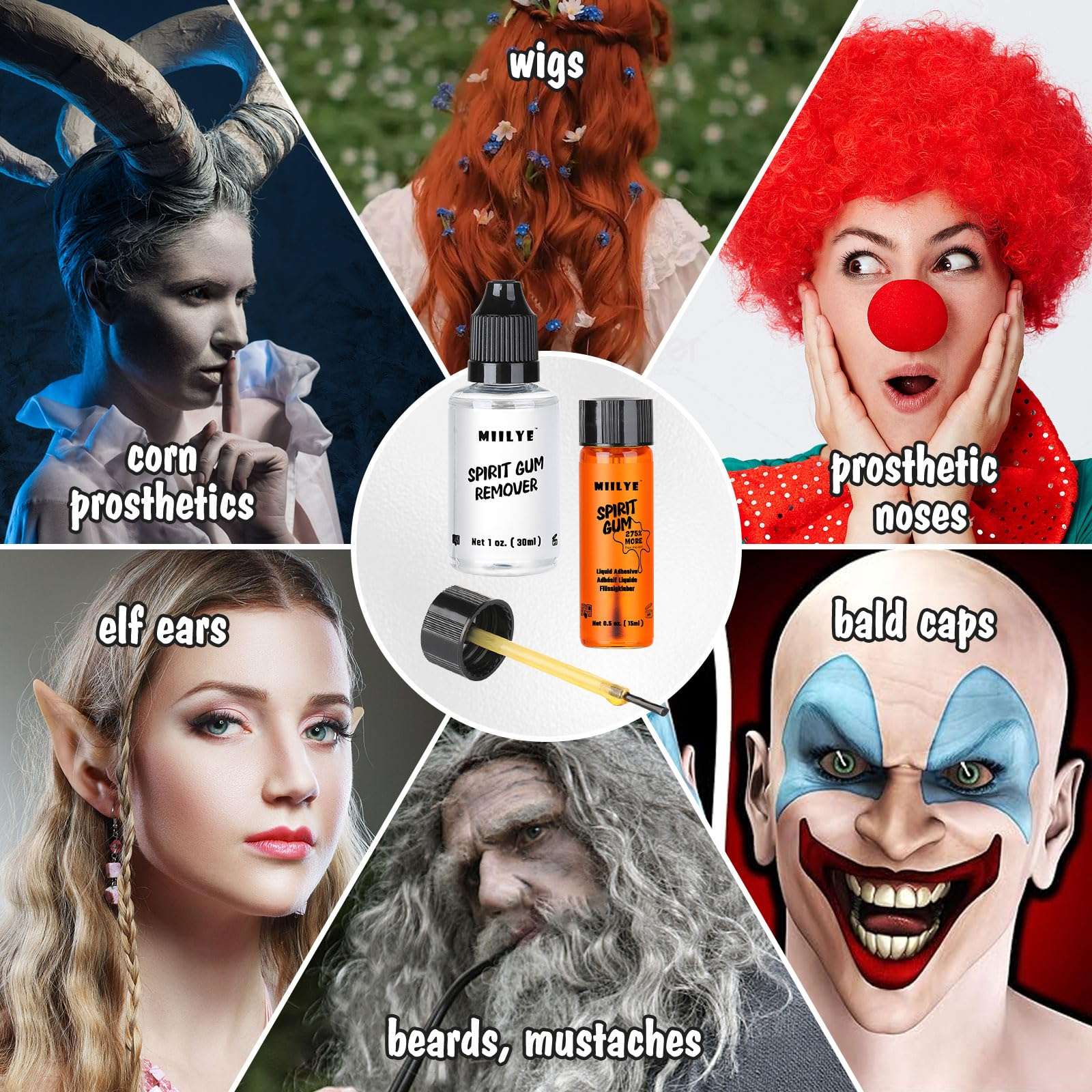 MIILYE Spirit Gum Adhesive and Remover – 15ml Professional Cosmetic Glue for Face, Skin, Body, Stage Special Effect Prosthetics Makeup & Cosplay Wig - Image 5