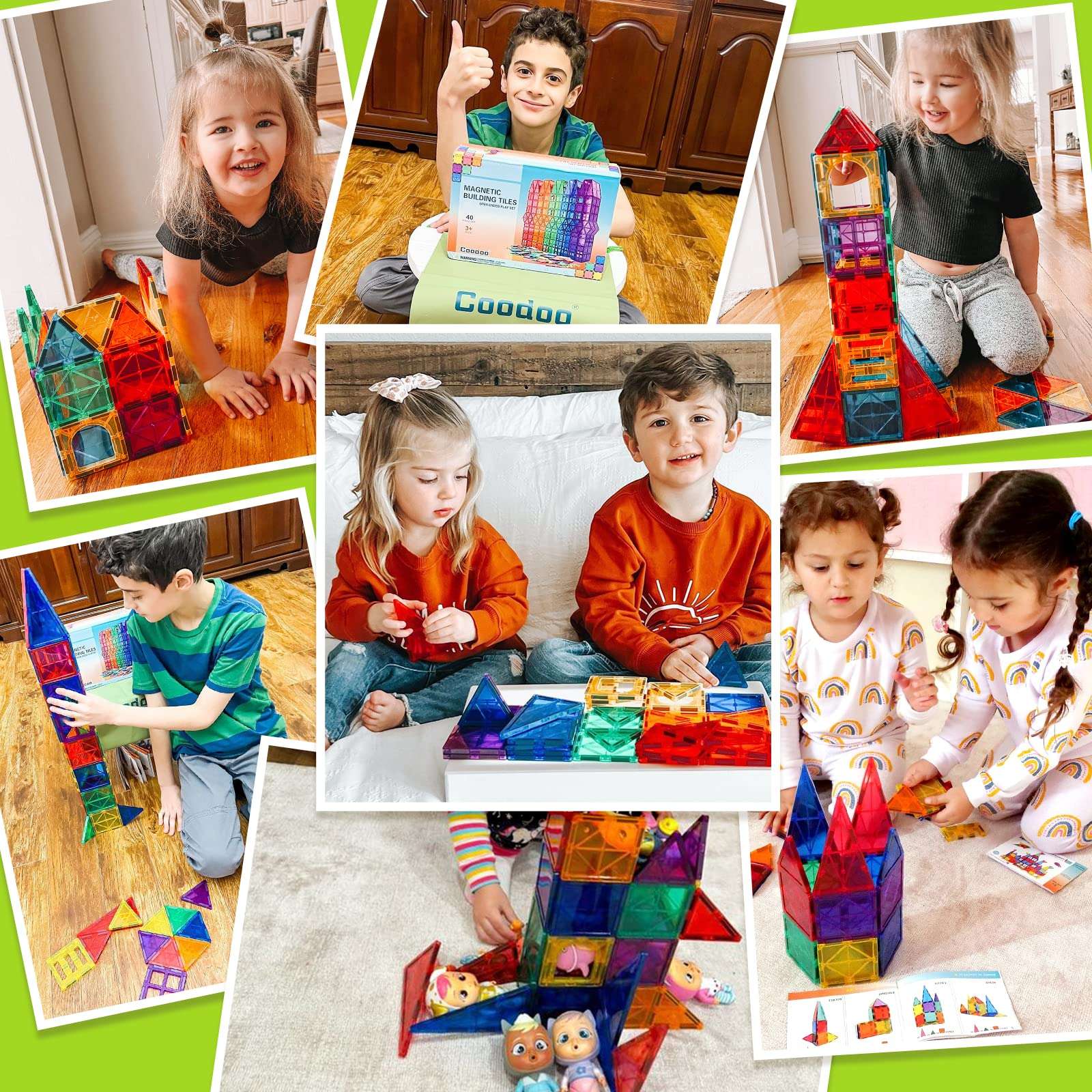 Magnetic Tiles Kids Toys STEM Magnet Toy for Toddler Magnetic Blocks Building Preschool Learning Sensory Montessori Toys for 3+ Year Old Boys and Girls, Safe Creativity Toddler Kids Toy 40PCS - Image 2