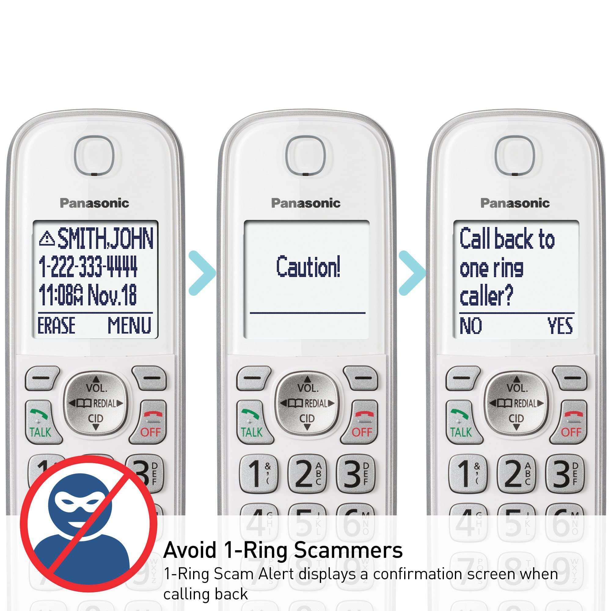 Panasonic Cordless Phone with Answering Machine, Link2Cell Bluetooth, Voice Assistant and Advanced Call Blocking, Expandable System with 4 Handsets - KX-TGD864W (White) - Image 6