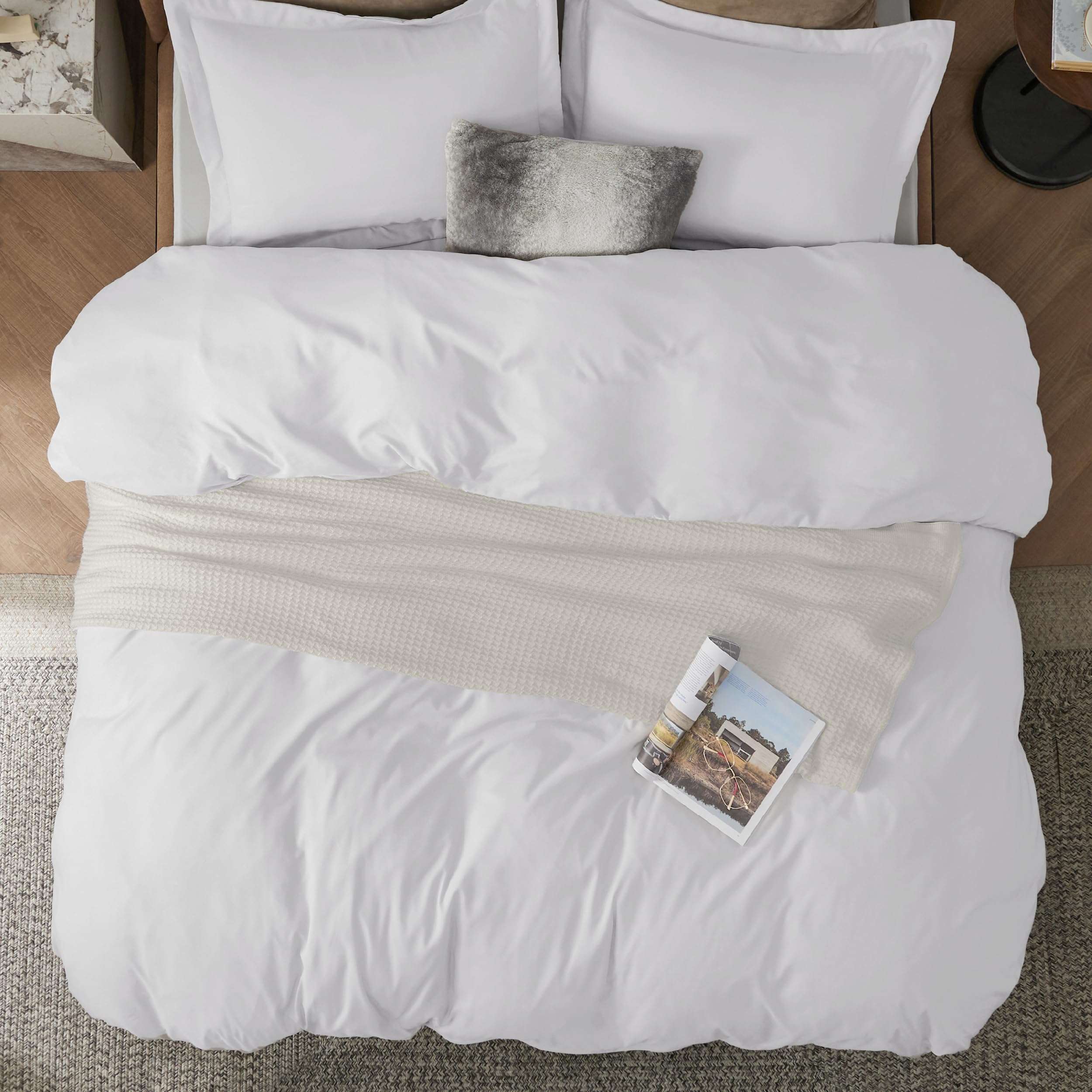 Bedsure White Duvet Cover Queen Size - Soft Double Brushed Bedding Set for Kids & Adults, Zipper Closure, 3 Pieces, Includes 1 Duvet Cover (90"x90") & 2 Pillow Shams, NO Comforter - Image 2