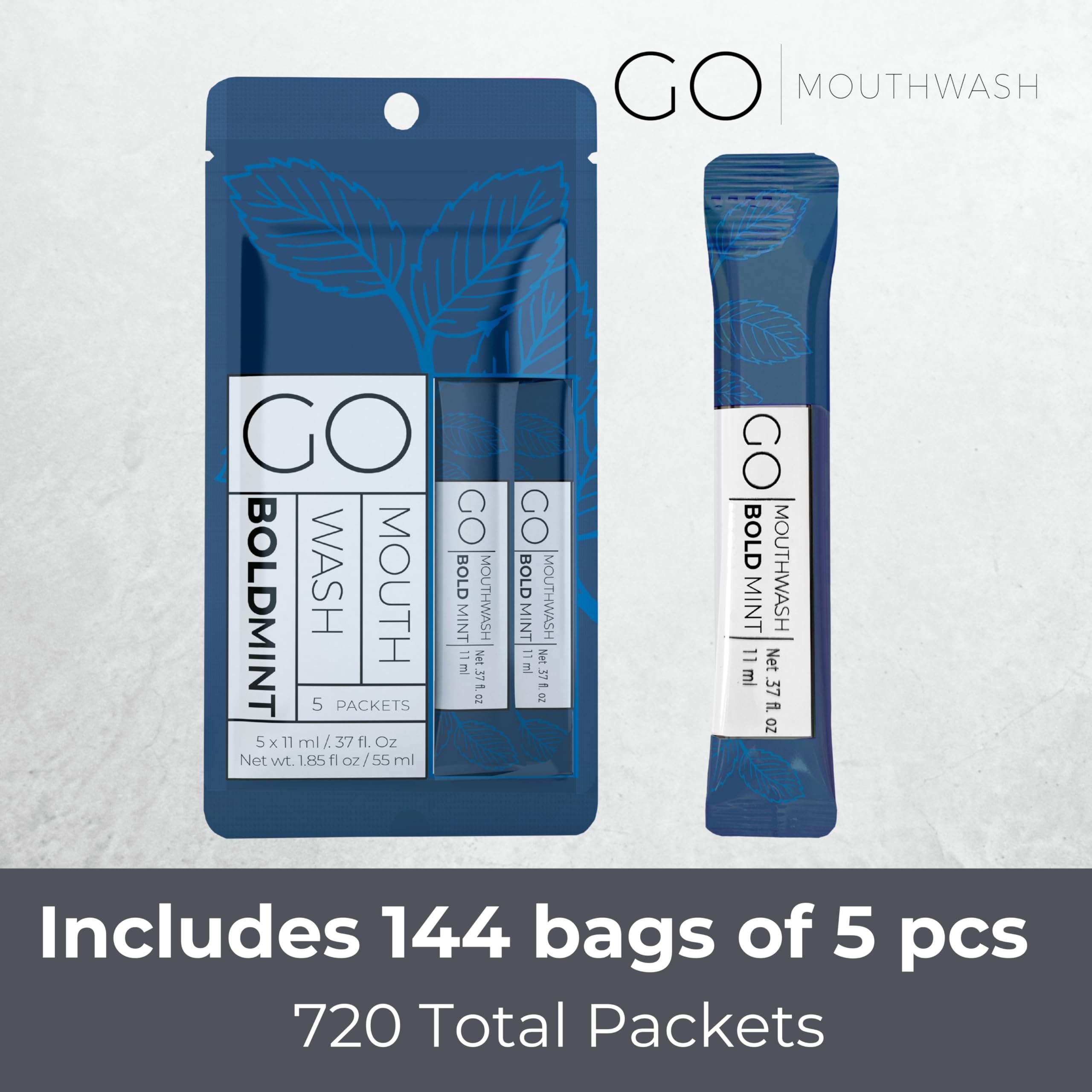 Bold Mint GO Travel Size Mouthwash Packets - Bulk Individual Mini Mouthwash Packets - Perfect Travel Size Toiletries for Guest Bathrooms - Alternative to Breath Strips and Spray, Alcohol and Dye Free - Image 2