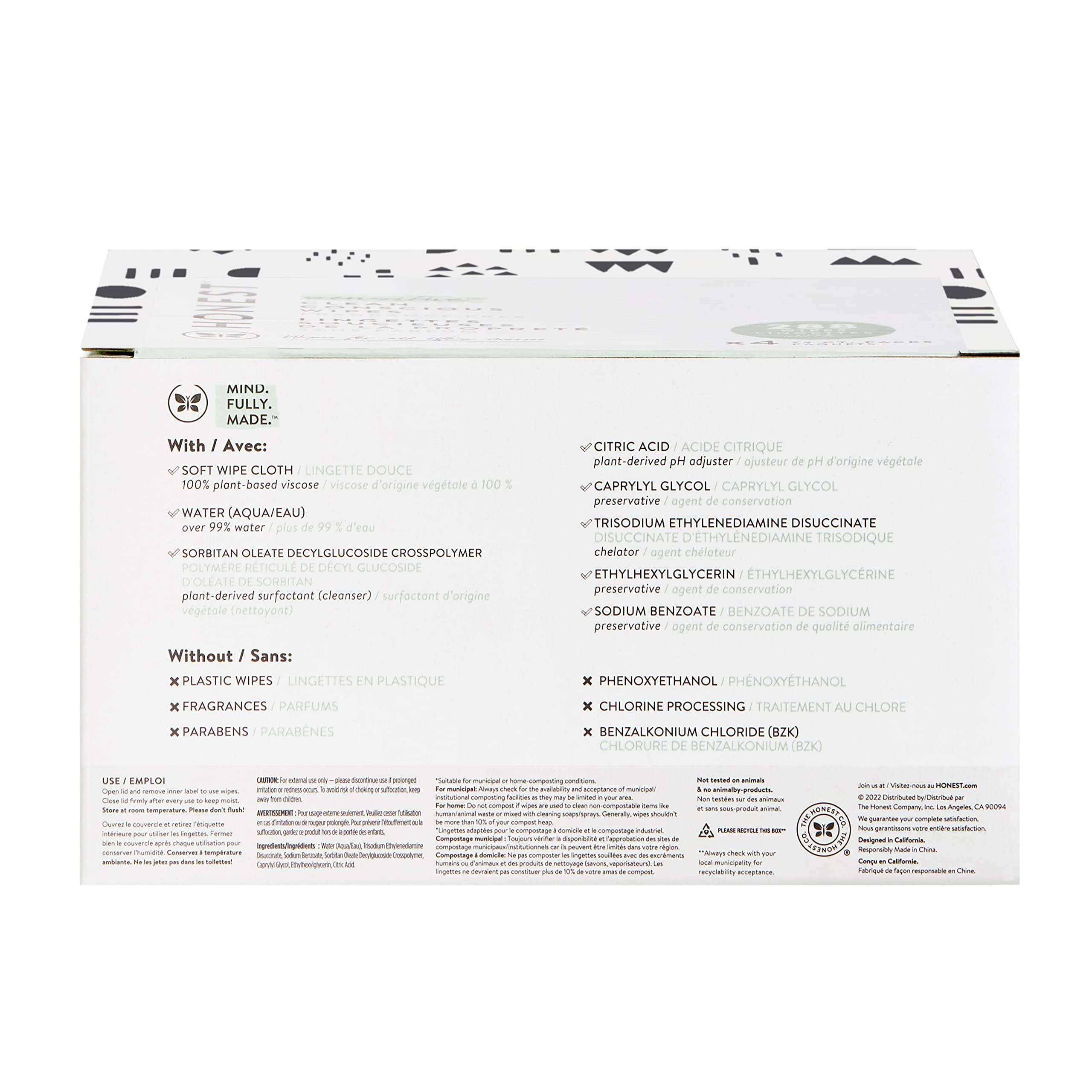 The Honest Company Clean Conscious Multi-Use Wipes | Hypoallergenic + Unscented for Sensitive Skin | Over 99% Water, Compostable, Plant Based, Baby Wipes | Geo Mood, 288 Count - Image 10