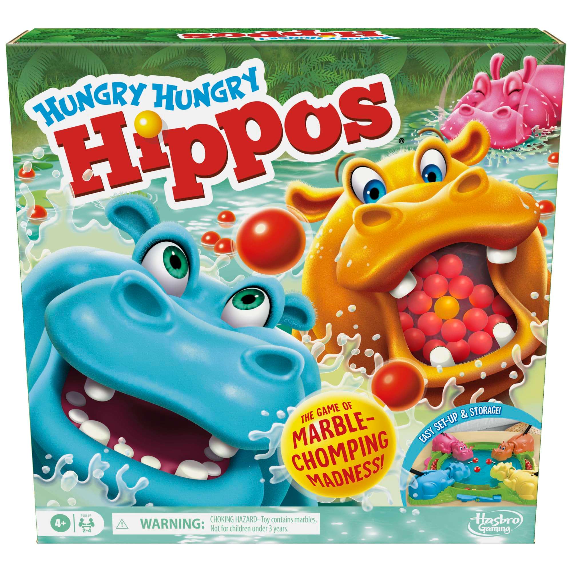 Hungry Hungry Hippos Game for Preschoolers | Instant Marble Relaunch, Easy Set-Up & Storage| Ages 4 and Up | 2 to 4 Players | Kids Games - Image 1