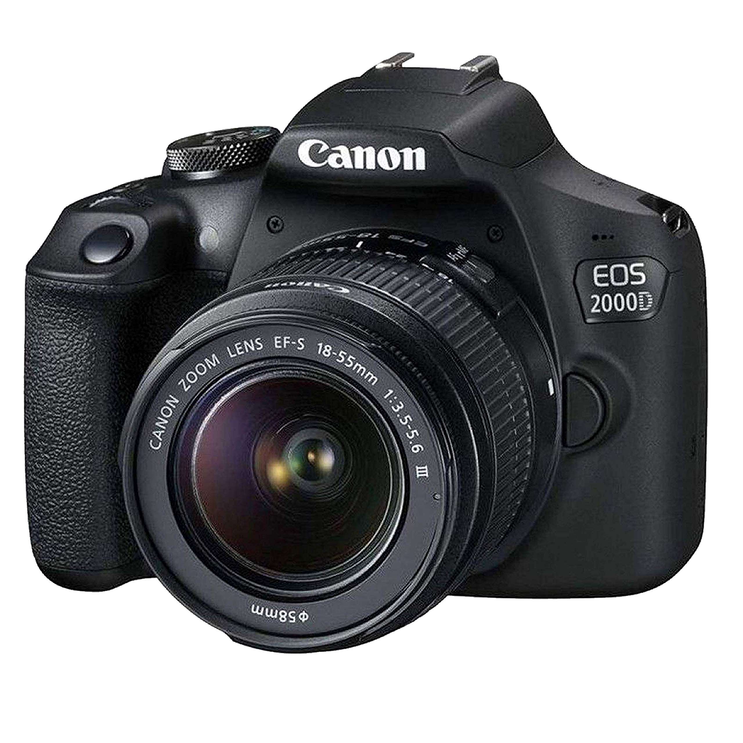 Canon EOS 2000D / Rebel T7 DSLR Camera w/EF-S 18-55mm F/3.5-5.6 Zoom Lens + 64GB Memory, LED Video Light, Case, Gripster Tripod, and More (Essential Bundle) (Renewed) - Image 2