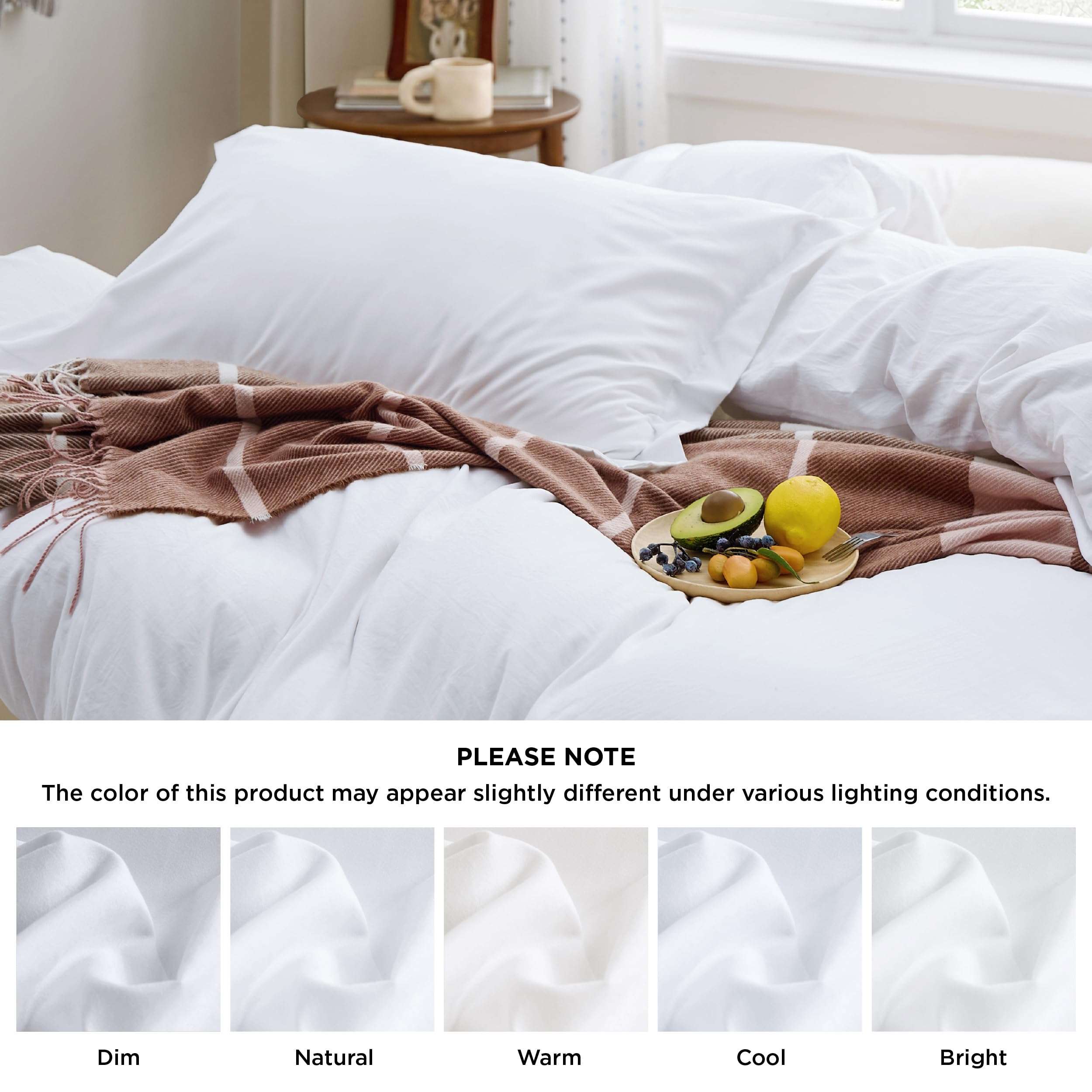 Bedsure Bright White Duvet Cover King Size - 3 Pieces Prewashed Cotton-Like Extra Soft Bedding Set, Includes 1 Duvet Cover 104x90 Inches with Zipper Closure & 2 Pillow Shams, Comforter Not Included - Image 6