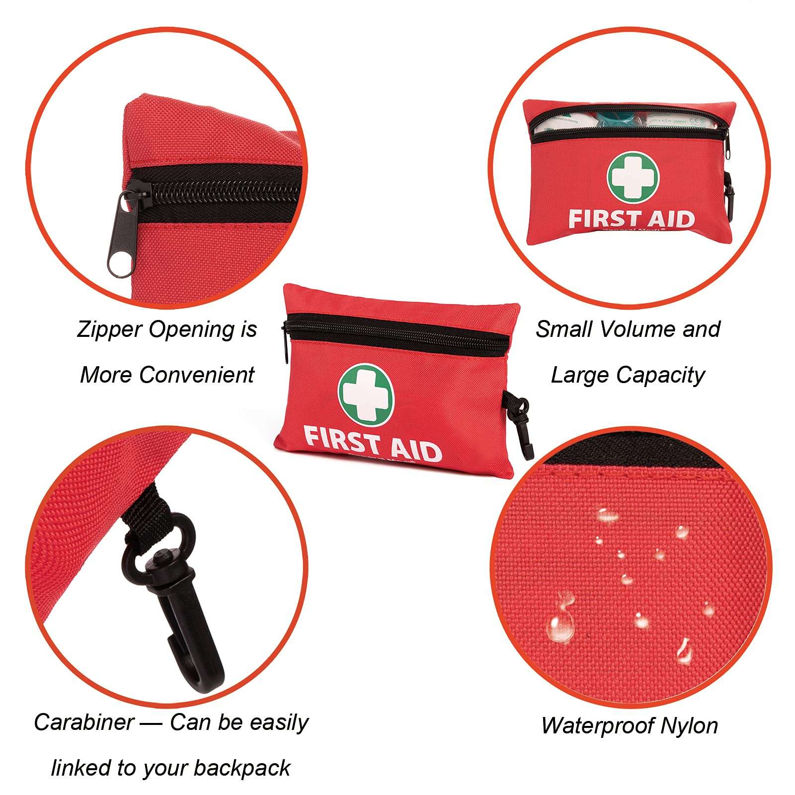 General Medi Mini First Aid Kit, 110 Piece Small First Aid Kit - Includes Emergency Foil Blanket, Scissors for Travel, Home, Office, Vehicle, Camping, Workplace & Outdoor (Red) - Image 3