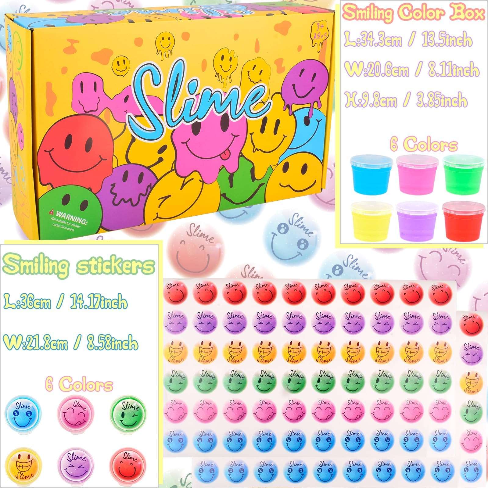 120 Pack for Kids Clear Crystal Bulk Slime Kit, Smiling Slime Color Box, Slime Kit for Girls and Boys, Stress Relief Kids Slime Kits for Toddlers, Classroom Reward, Valentine's Day Party Supplies - Image 6
