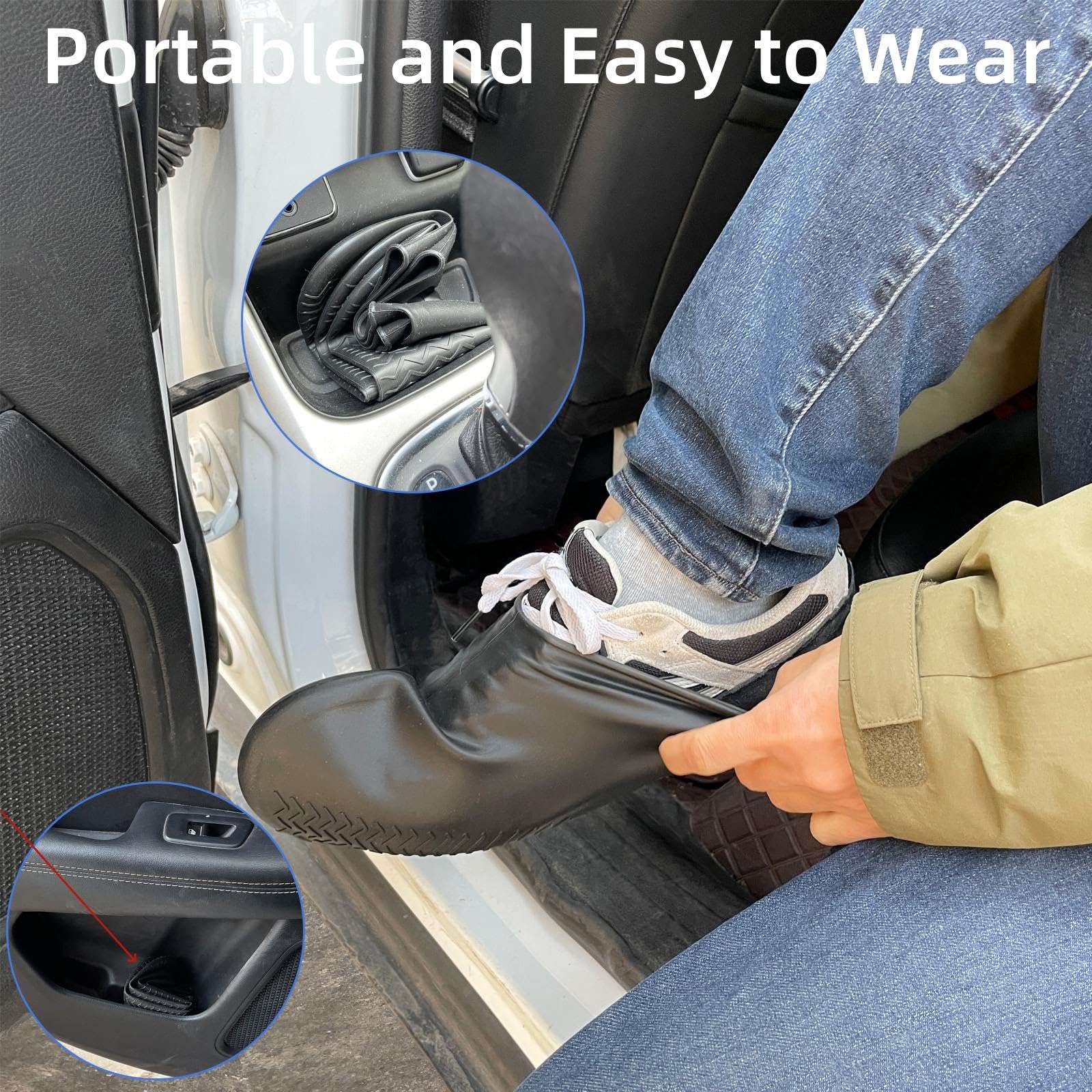 LSDWL Waterproof Shoe Covers 2 Pairs,Rain Shoe Covers Reusable Silicone Non Slip Shoe Covers for Outdoor,Rain Shoe Covers for Women and Men (Black, Large) - Image 4