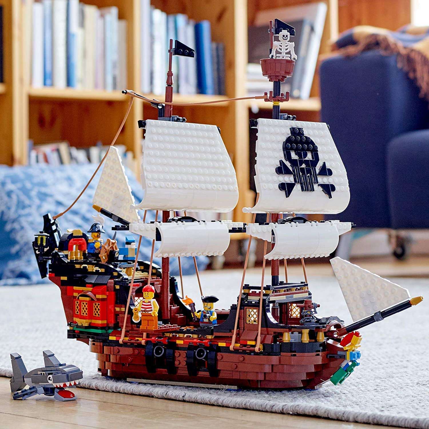 LEGO Creator 3 in 1 Pirate Ship Building Set, Kids can Rebuild The Pirate Ship into an Inn or Skull Island, Features 4 Minifigures and Shark Toy, Makes a Great Gift for Kids Ages 9+ Years Old, 31109 - Image 2