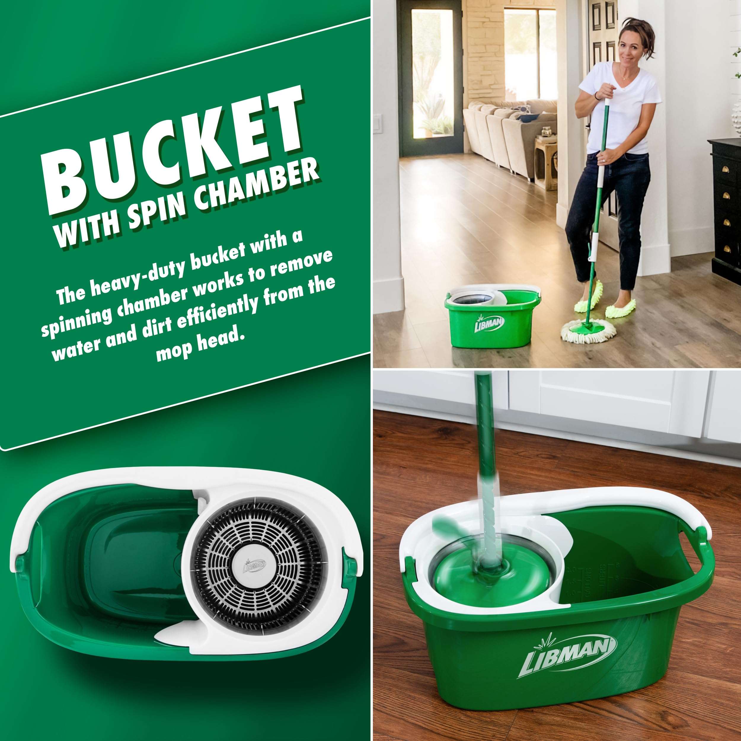 Libman Tornado Spin Mop System with 3 Refill Heads, Microfiber Spinning Mop and Bucket with Wringer Set for Home, Floor Cleaning of Hard-Wood, Laminate, Tile, All Surface Cleaner, 4 Total Mop Heads - Image 8