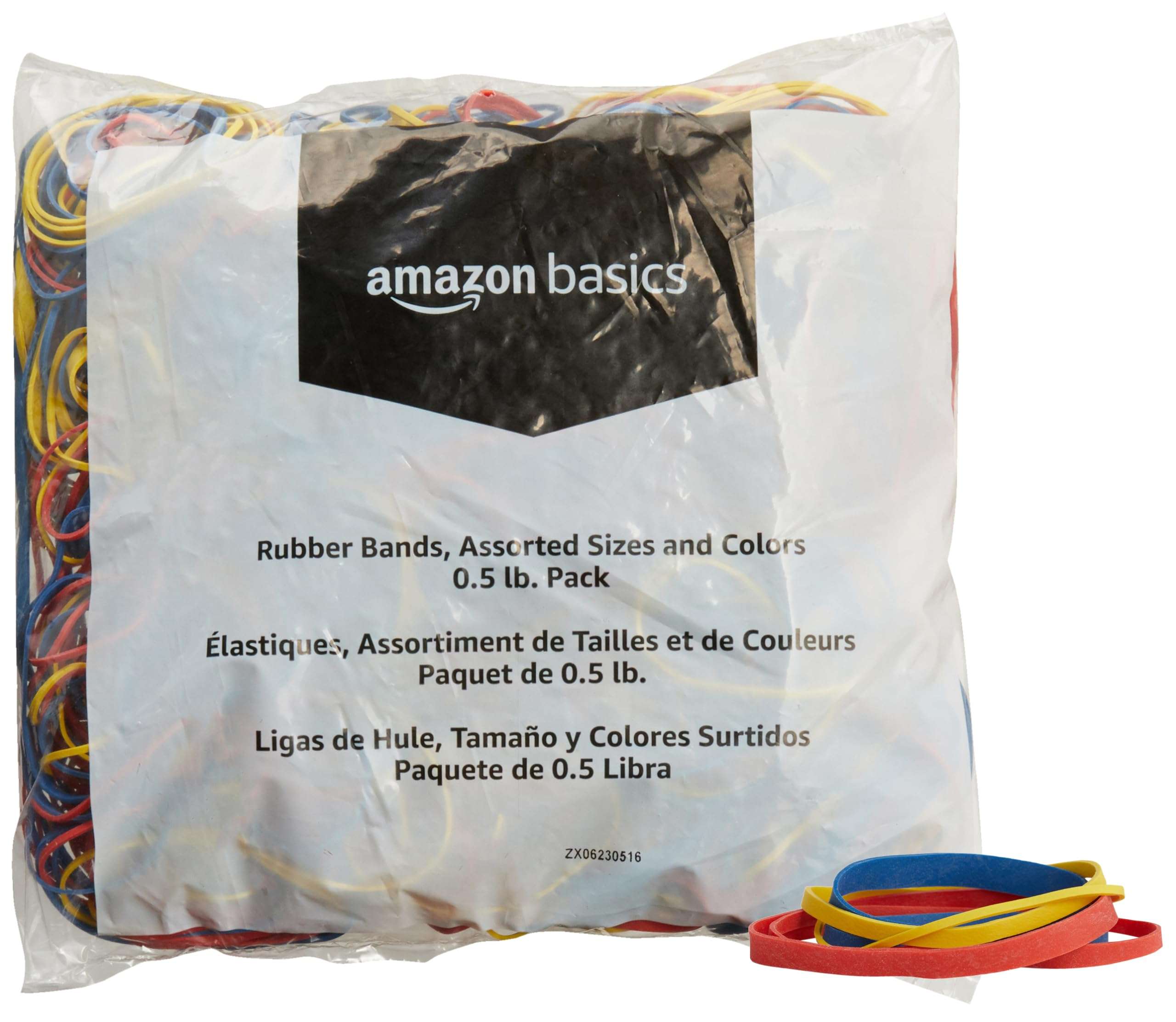 Amazon Basics Assorted Size and Color Rubber Bands, 0.5 lb. - Image 1