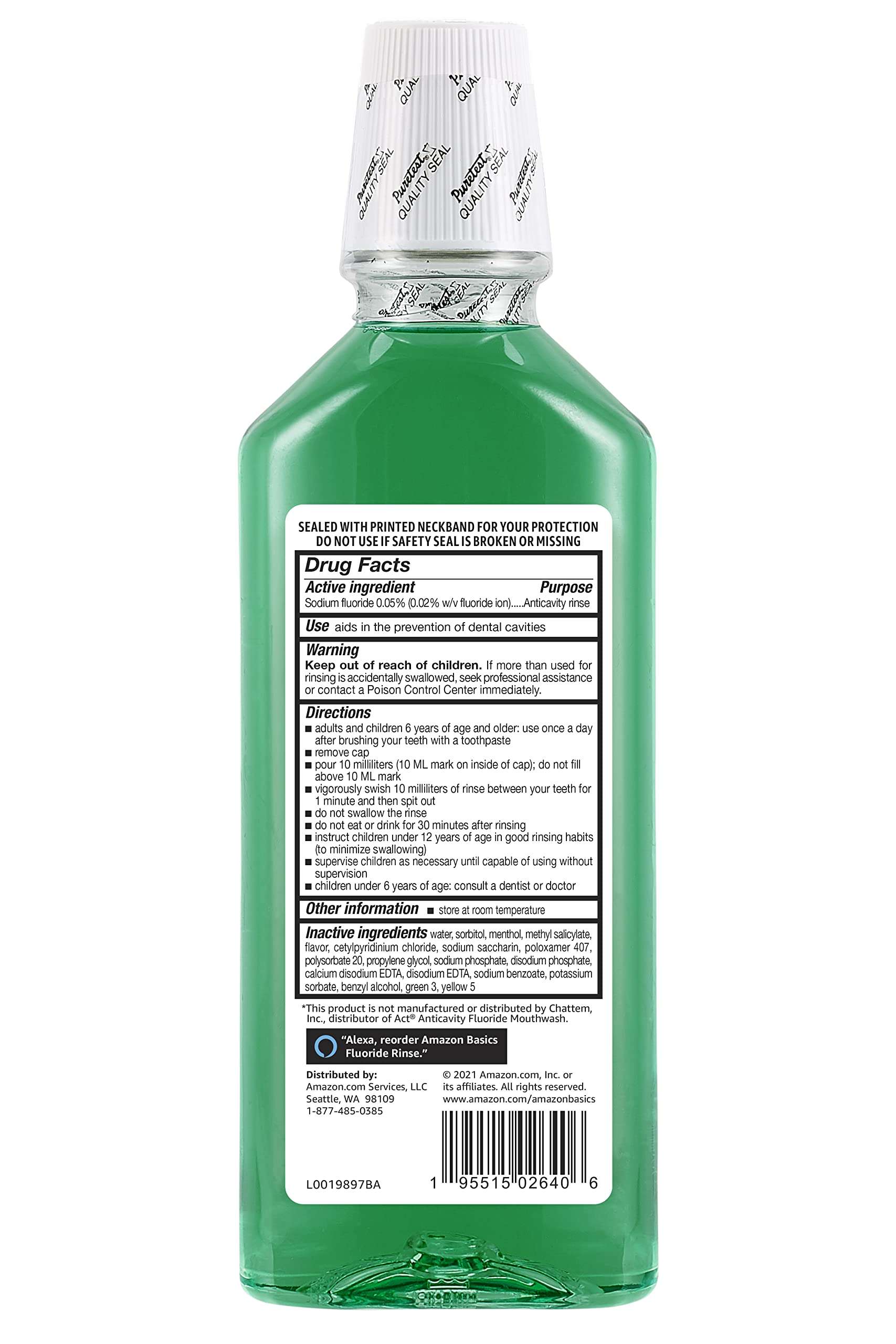 Amazon Basics Anticavity Fluoride Rinse, Alcohol-Free, Mint, 18 ounce (Pack of 4) - Image 3