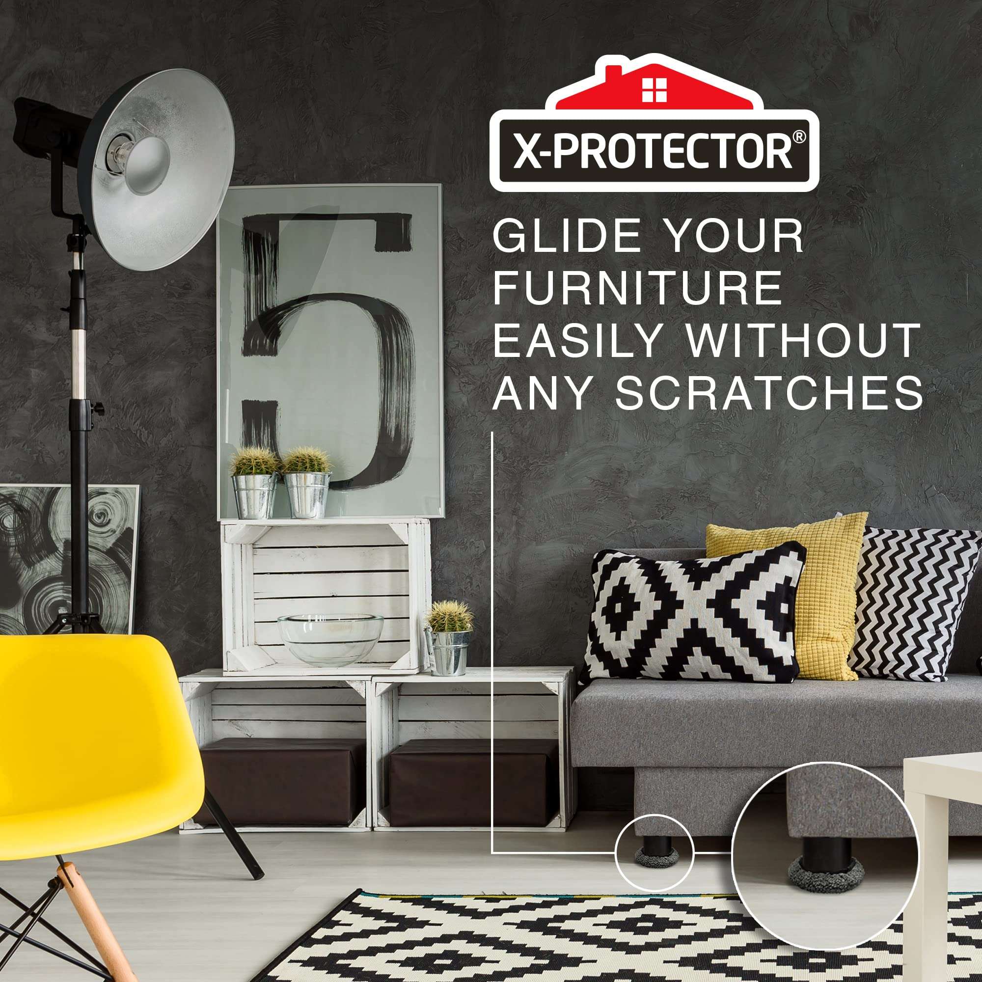 Furniture Sliders X-PROTECTOR - 8+8 Pack 3 1/2” - Multi-Surface Furniture Sliders for Carpet & Hard Floors - 8 Furniture Movers for Carpeted Floors and 8 Hardwood Socks - Move Your Furniture Easily! - Image 6