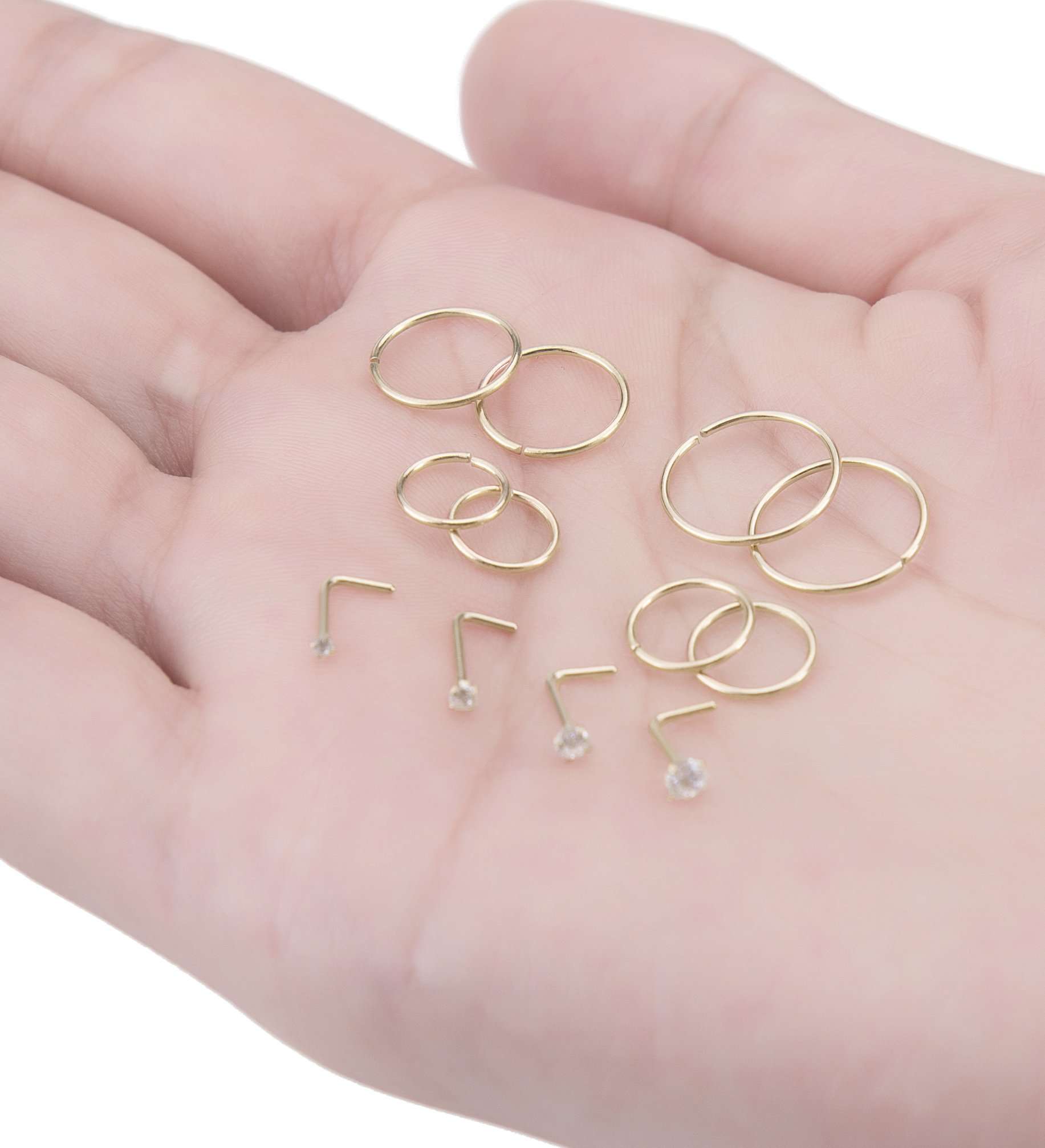 Masedy Nose Rings 12Pcs 20G 316L Stainless Steel L Shaped Nose Studs Cartilage Tragus Septum Piercing 6-12MM - Image 6