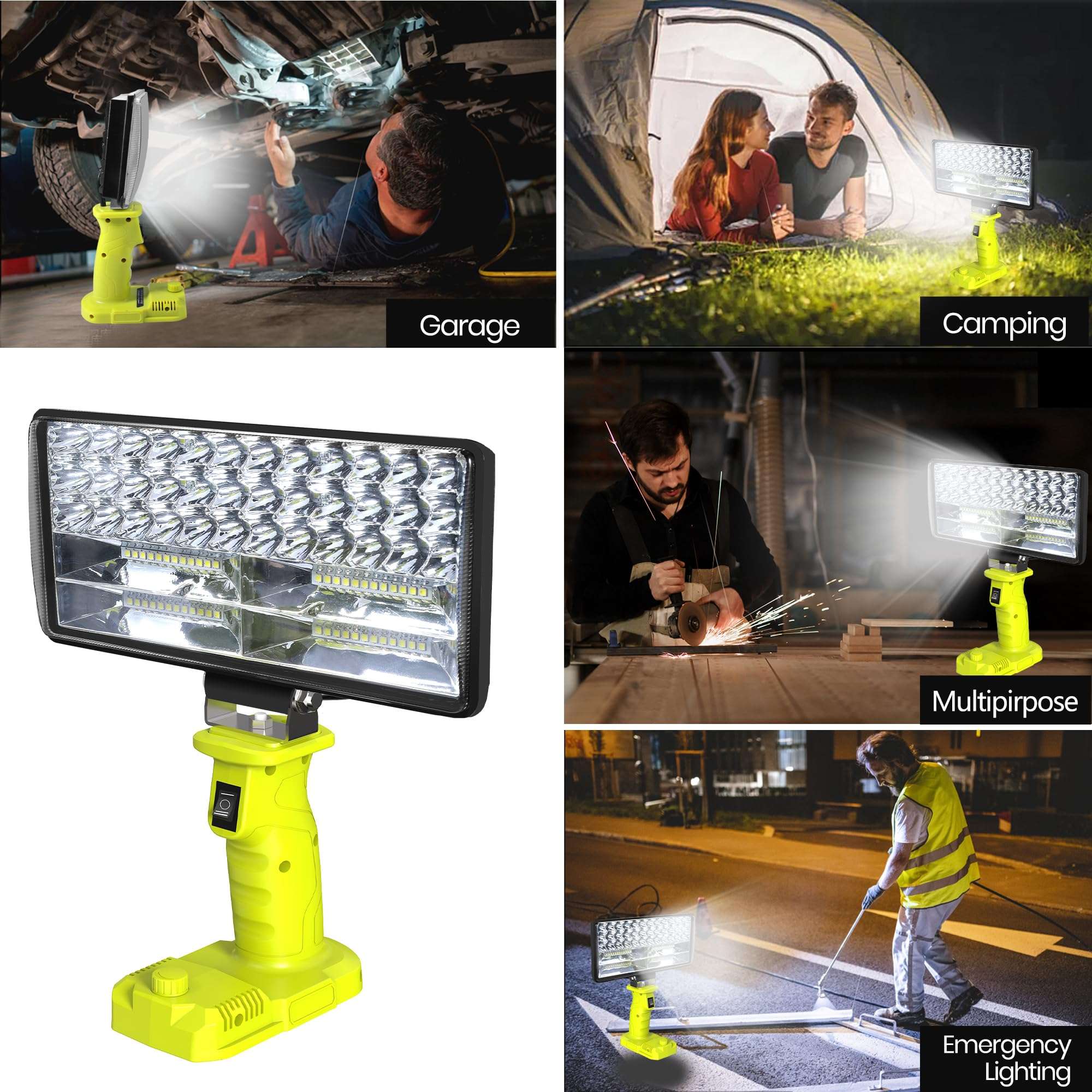 Cordless Work Light, 4000 Lumen Flashlight, Compatible with Batteries Ryobi 18V, 35W Super Bright LED, Perfect for Garage, Camping, Fishing & Emergencies, 10x5x6 inches, Durable & Portable - Image 7