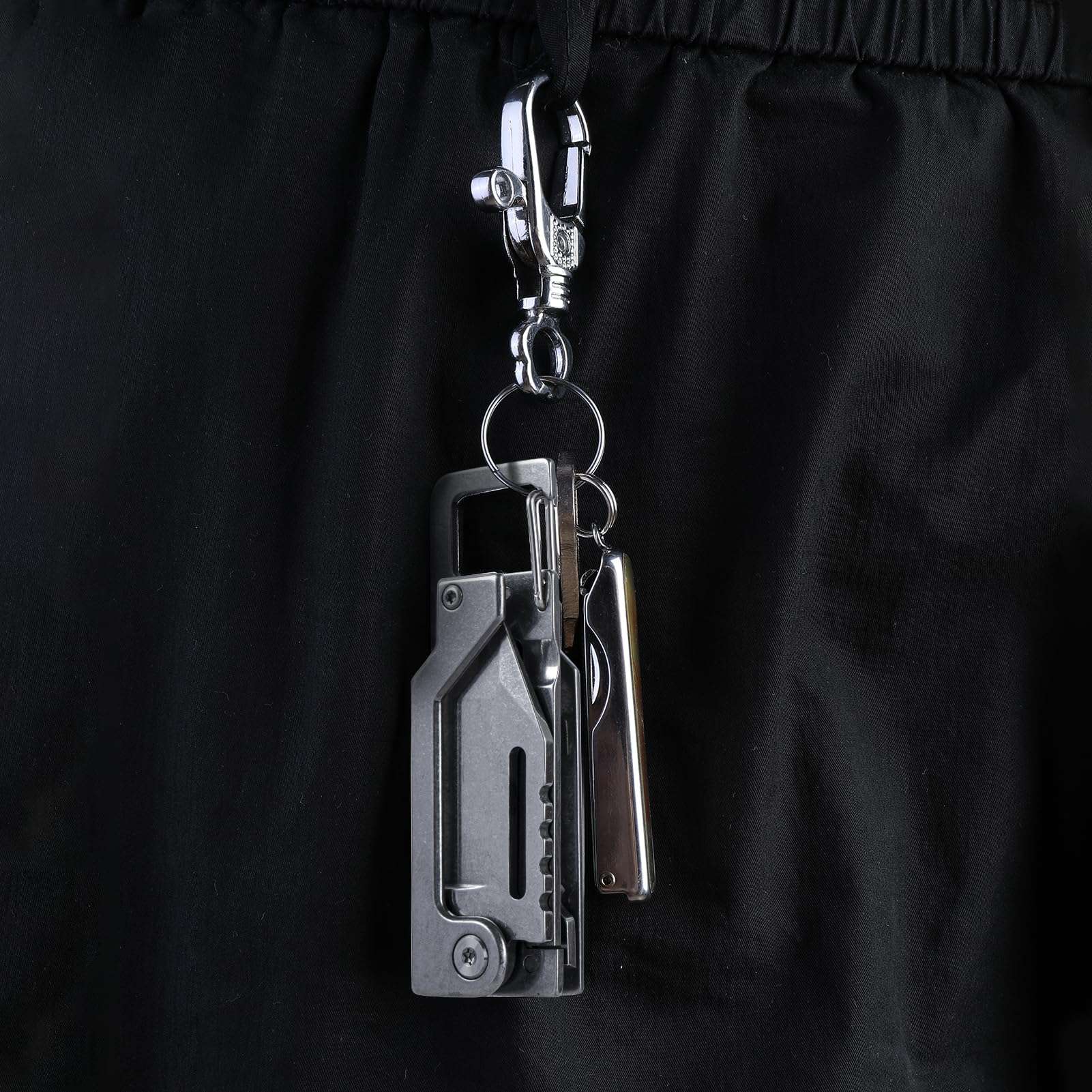 EDCFANS Keychain Multitool Knife, Multi Tools Keychains, Fathers Day Dad Gifts for Men, Tanto Pocket Knives with Clip, Bottle Opener, Box Cutter, Pry Bar, Screwdriver Wrench, EDC Hiking Camping Gear - Image 7