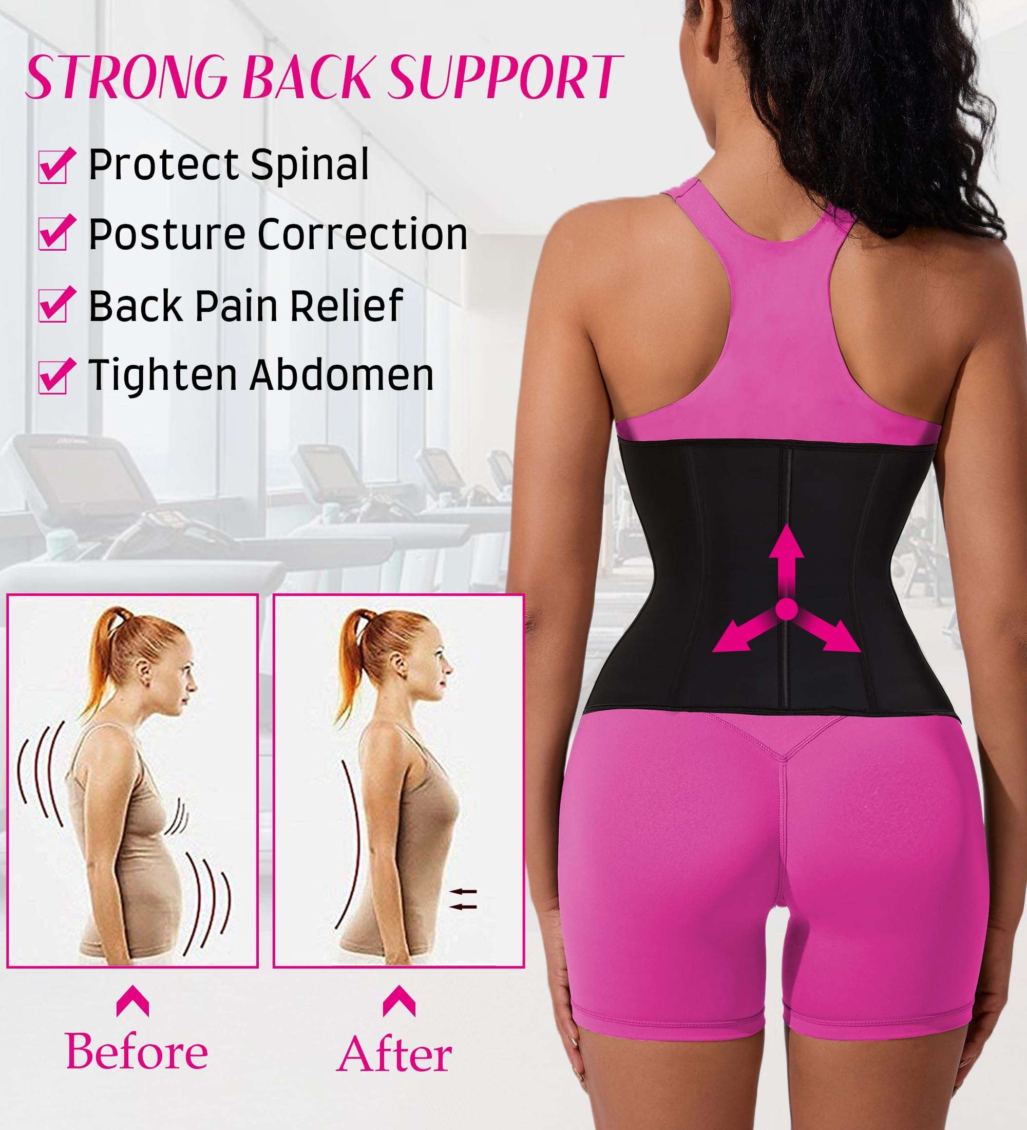 GainKee Waist Trainer for Women Corset Workout Cincher Body Shaper Tummy Control Shapewear Sweat Trimmer Latex Zipper - Image 4