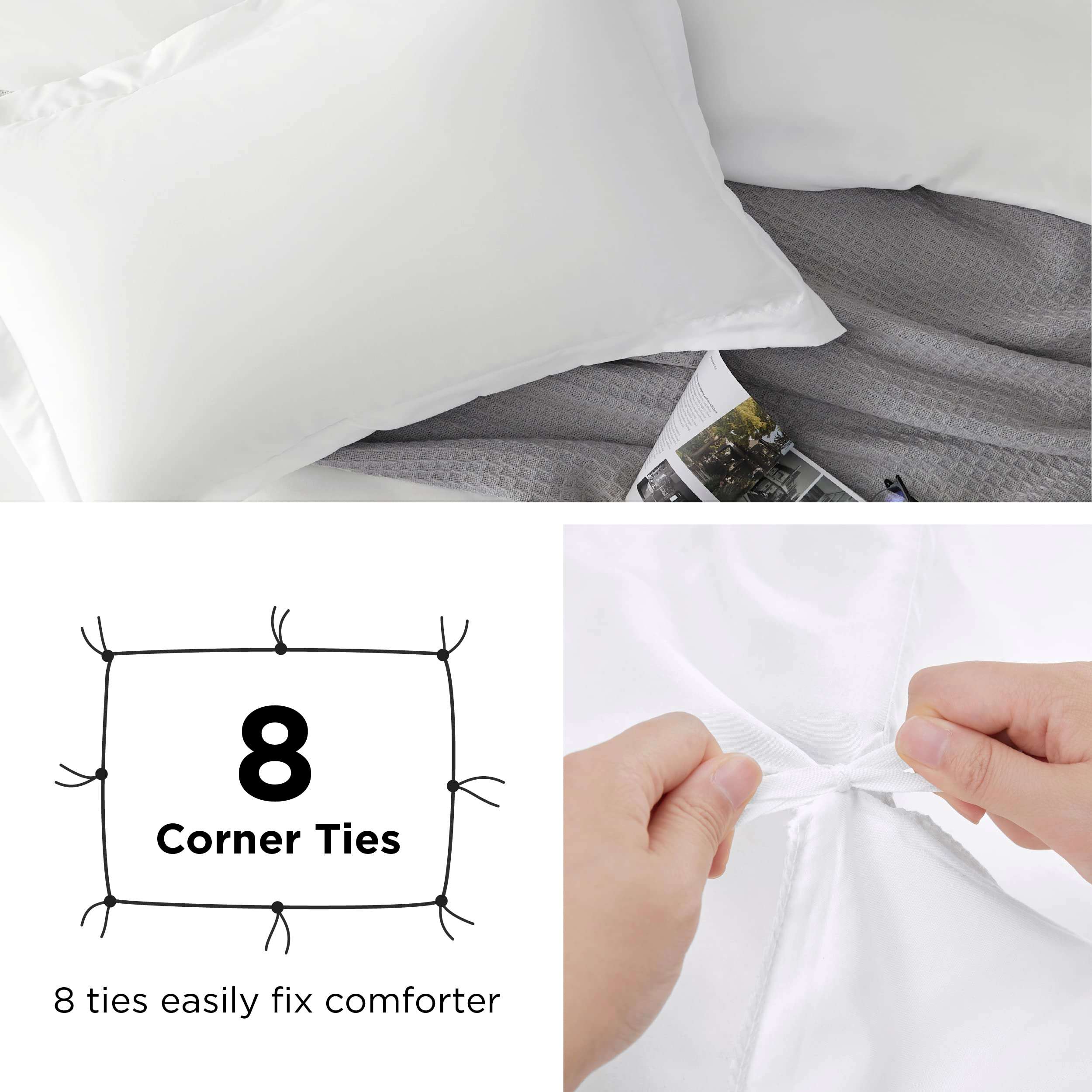 Bedsure White Duvet Cover Queen Size - Soft Double Brushed Bedding Set for Kids & Adults, Zipper Closure, 3 Pieces, Includes 1 Duvet Cover (90"x90") & 2 Pillow Shams, NO Comforter - Image 7