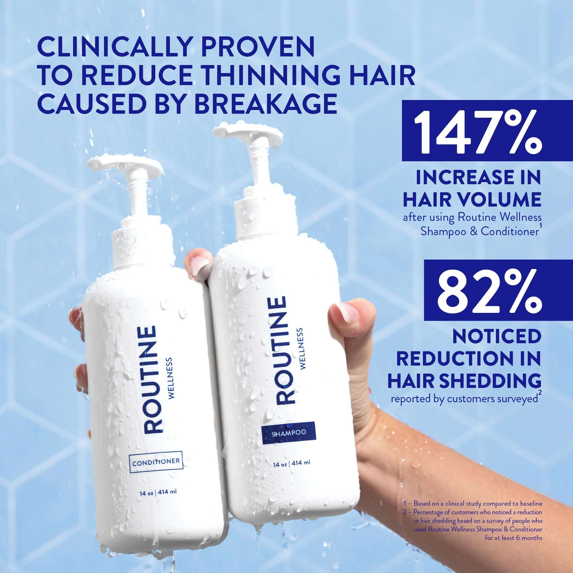 Routine Wellness Anti-Thinning Shampoo and Conditioner Set for Thinning Hair - Biotin DHT Blocker Women & Men - Color Safe Shampoo for Hair Loss & Healthier Hair - Coconut & Vanilla (Pack of 2) - Image 2